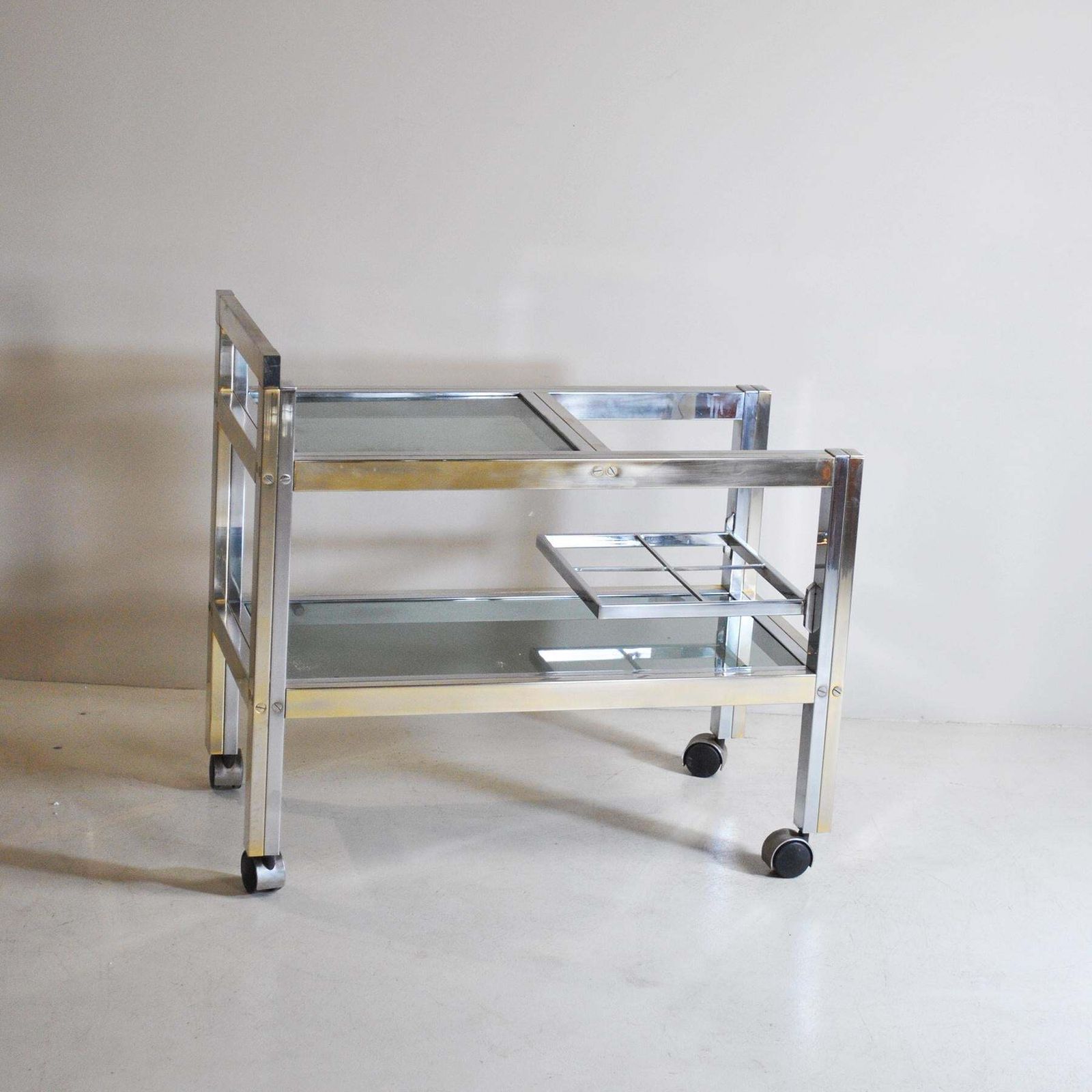 photo furniture Italian Trolley Bar In Brass And Steel 70's Style Romeo Rega
