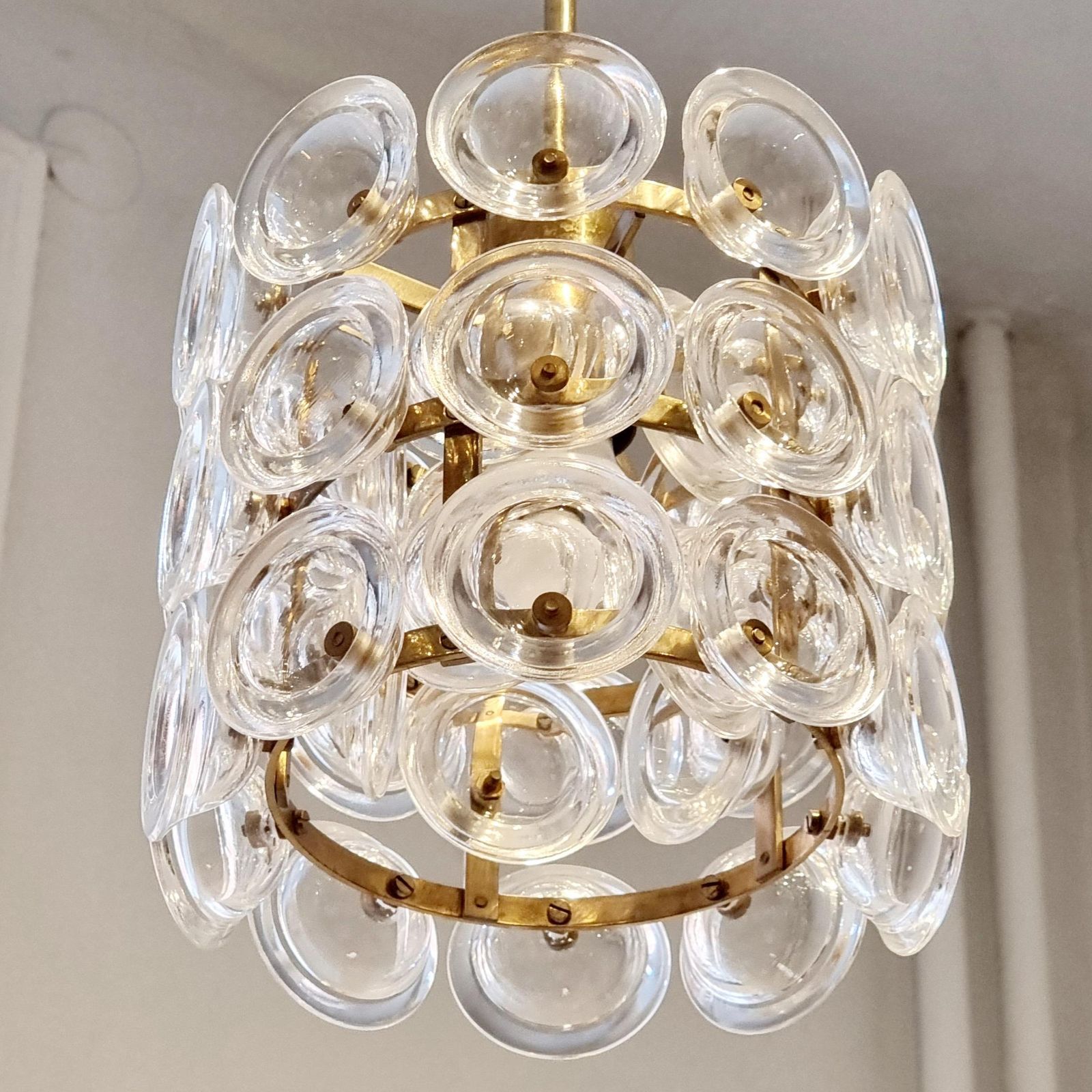 Carl Fagerlund, Glass & Brass Pendant, Fagerhult/Orrefors, Scandinavian Modern photo 3370.0