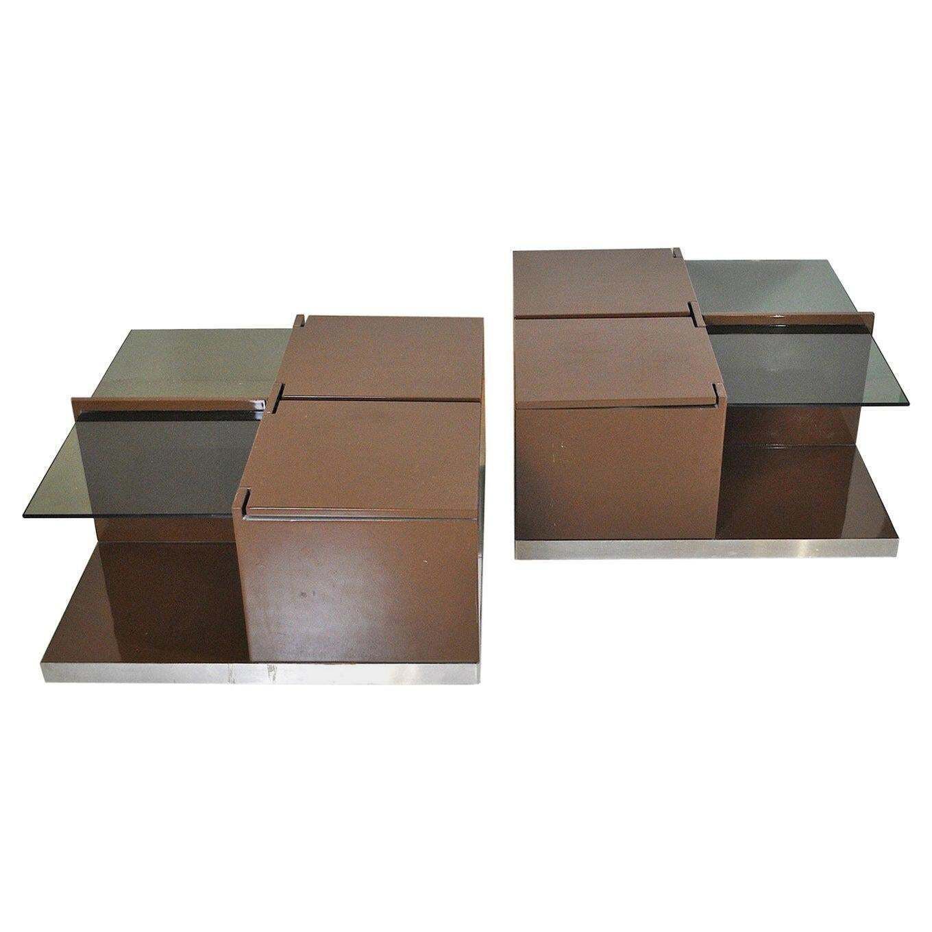 Italian Midcentury Coffee Table Dry Bar, 1970s
