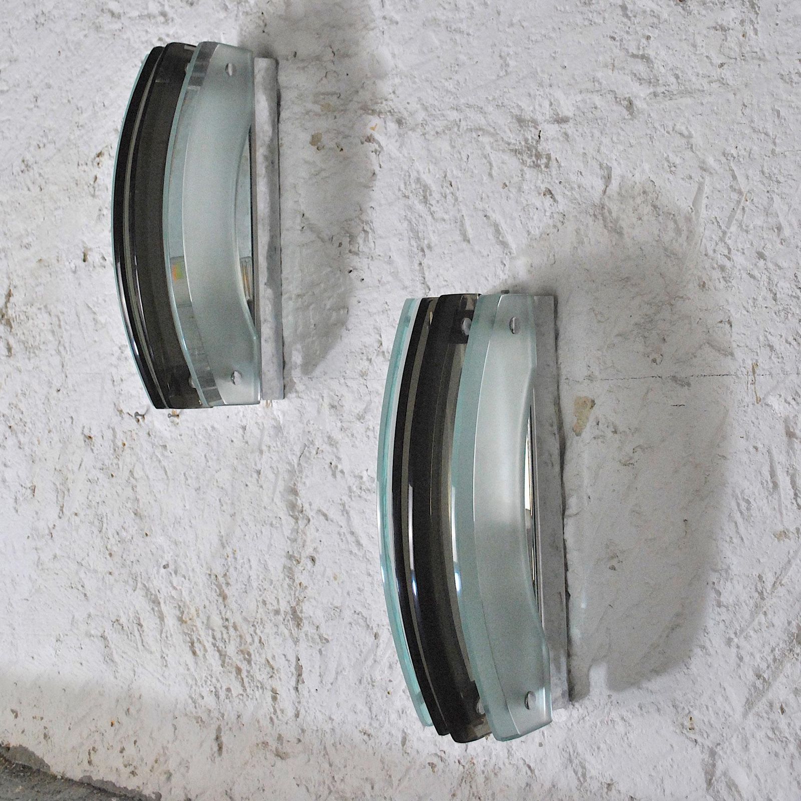 Italian Midcentury Pair Of Sconces In The Style Fontana Arte photo 860.0