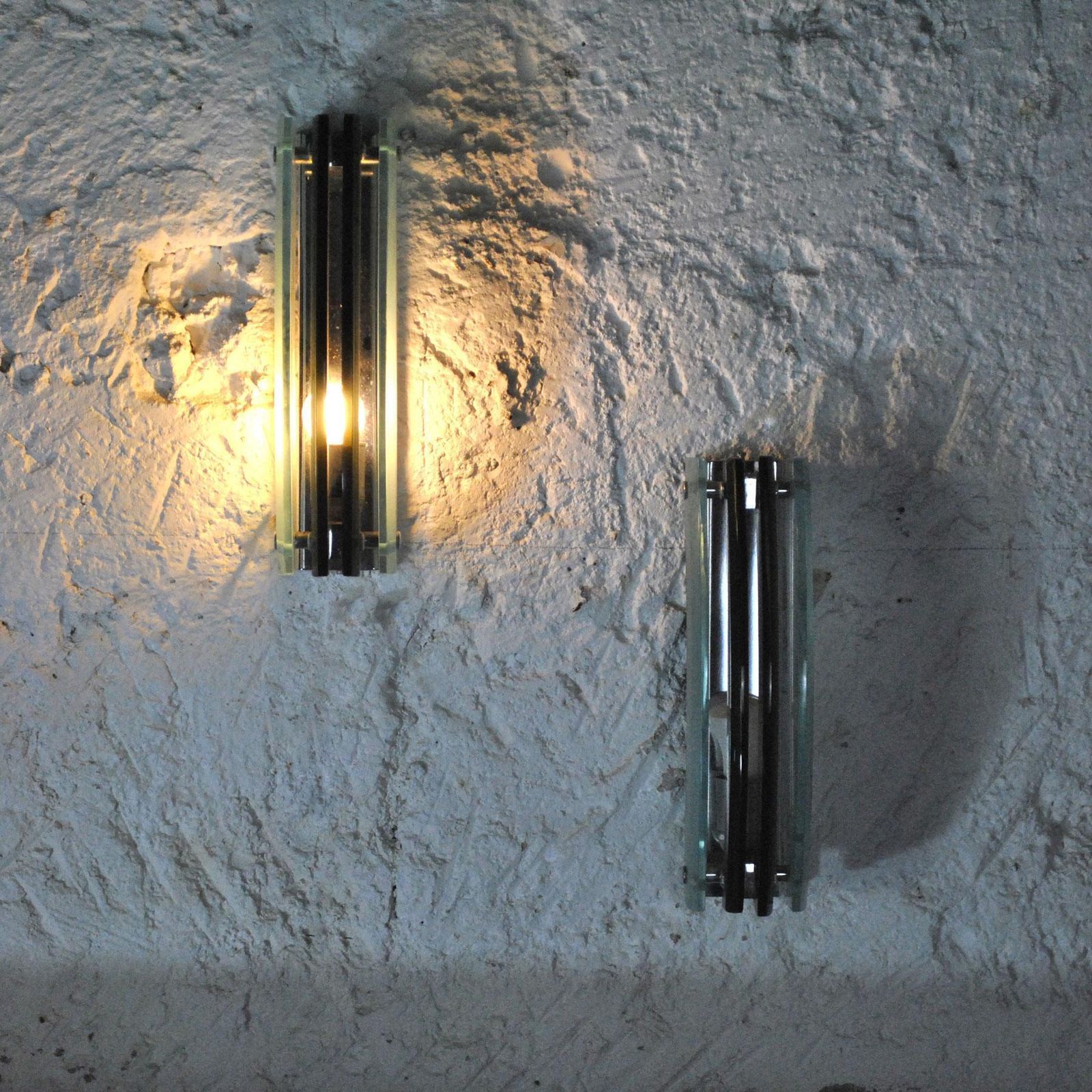 Italian Midcentury Pair Of Sconces In The Style Fontana Arte photo vintage