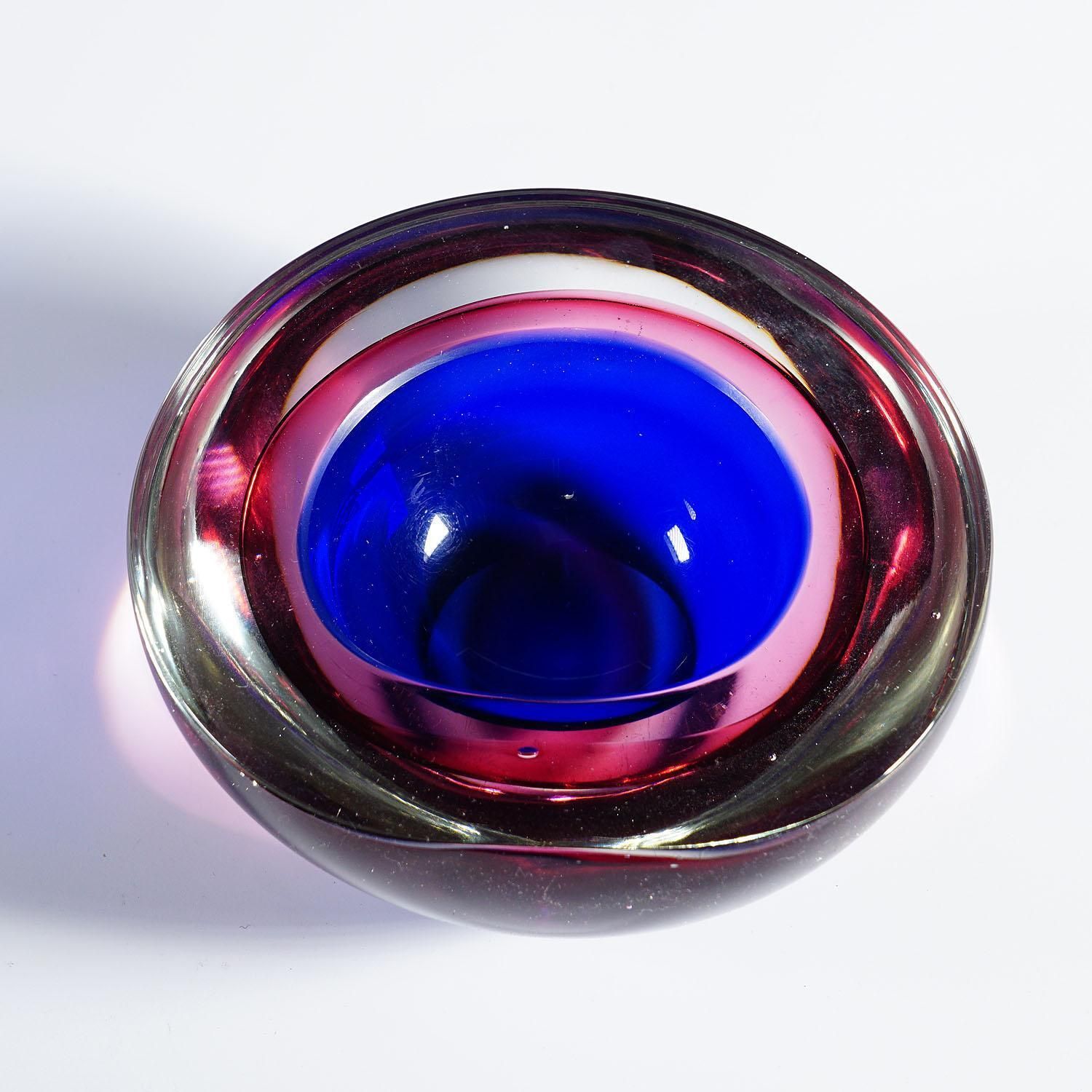 Archimede Seguso Geode Bowl In Pink And Blue, Murano Italy Ca. 1960s photo for sale