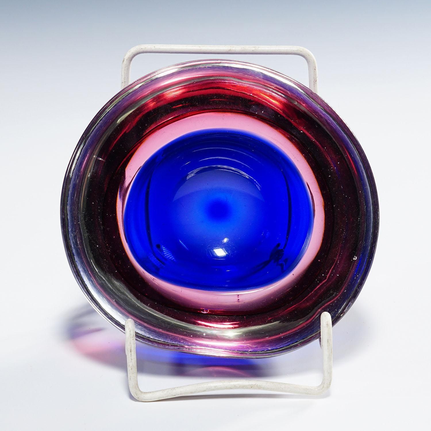 Archimede Seguso Geode Bowl In Pink And Blue, Murano Italy Ca. 1960s photo vinterior