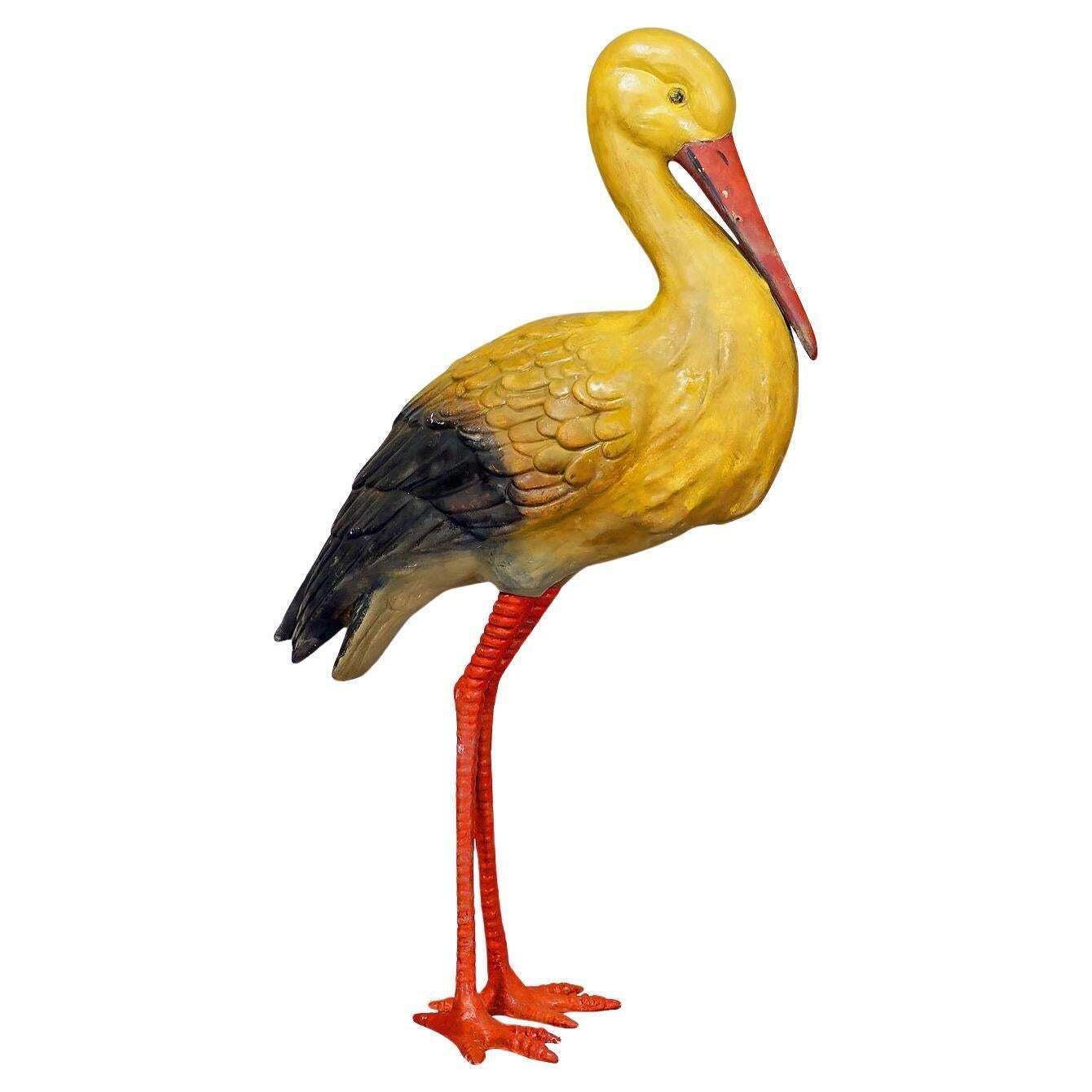 Rare Terracotta Stork For Garden Decoration, Germany Ca. 1950s