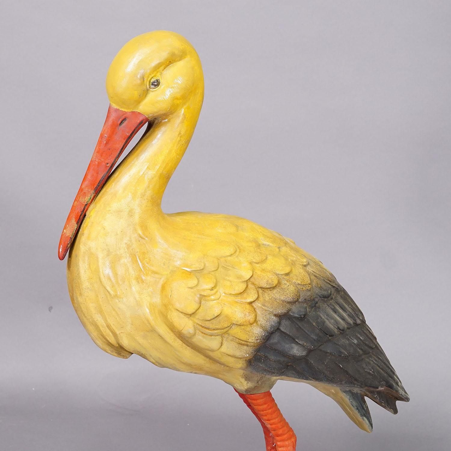 Zeldzame Terracotta Ooievaar Voor Tuindecoratie, Duitsland Ca. Jaren 1950 photo vinterior