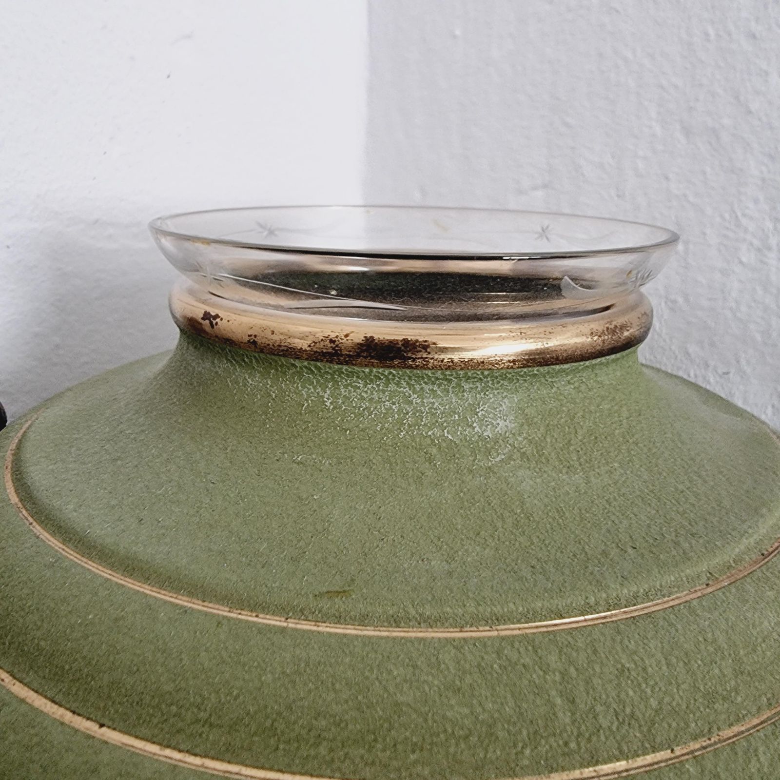 Vase In Metal, Wood And Engraved Glass. Swedish Grace, 1930s photo Home Decor