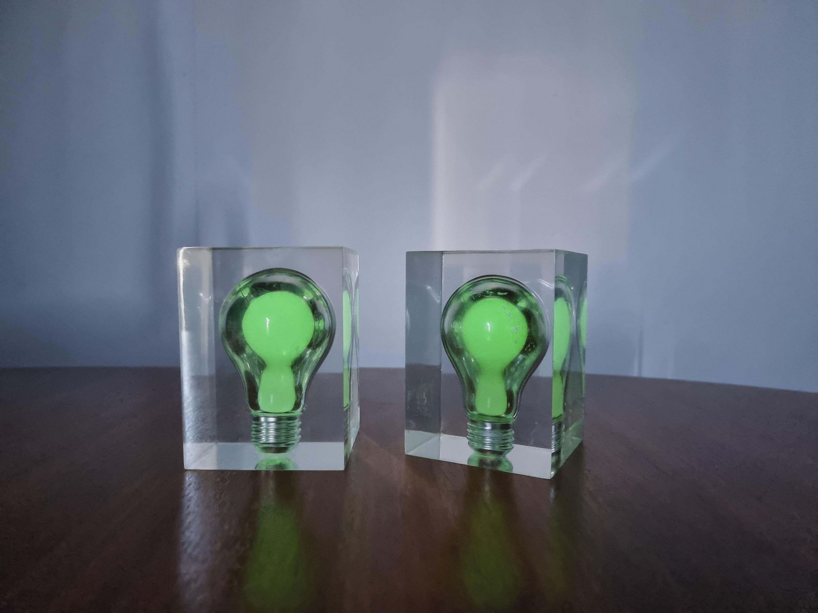 Pierre Giraudon, A Pair Of Lucite Sculptures "Neon", France, Midcentury photo vintage
