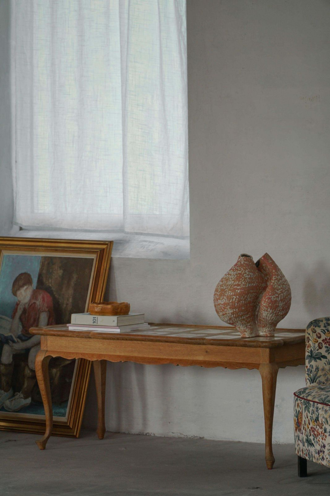 Danish Modern Oak Coffee Table / Console With Tiled Top, Frits Henningsen, 1950s photo furniture