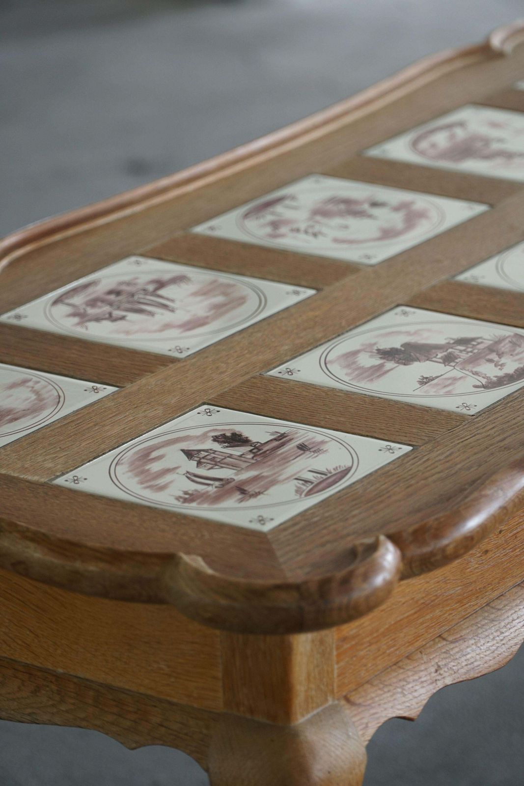 Danish Modern Oak Coffee Table / Console With Tiled Top, Frits Henningsen, 1950s photo Furniture