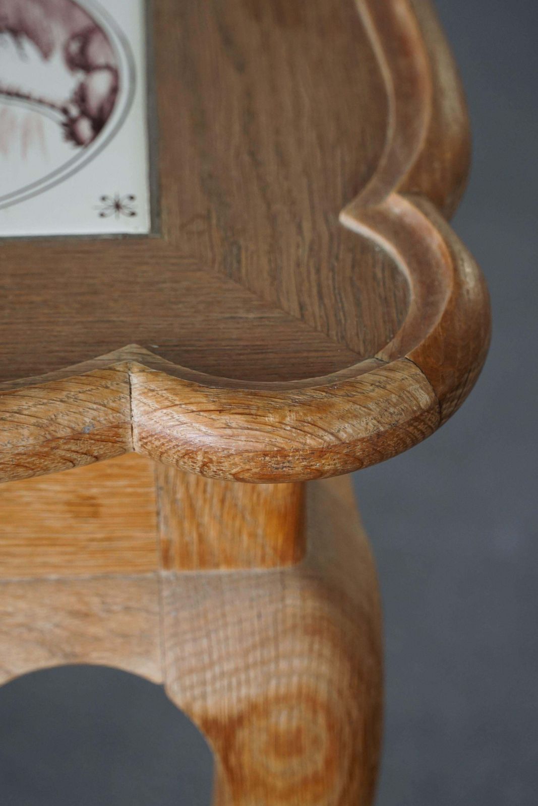 Danish Modern Oak Coffee Table / Console With Tiled Top, Frits Henningsen, 1950s photo vinterior