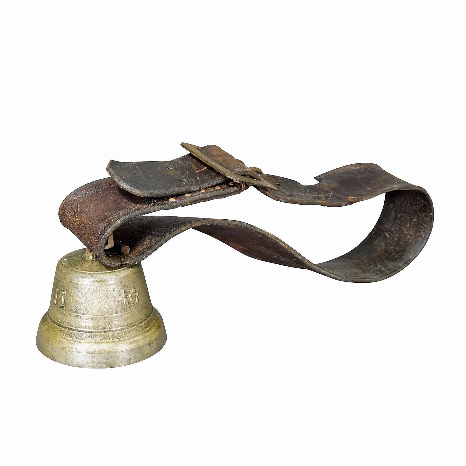 Antique Swiss Casted Bronze Cattle Bell Ca. 1900s photo furniture