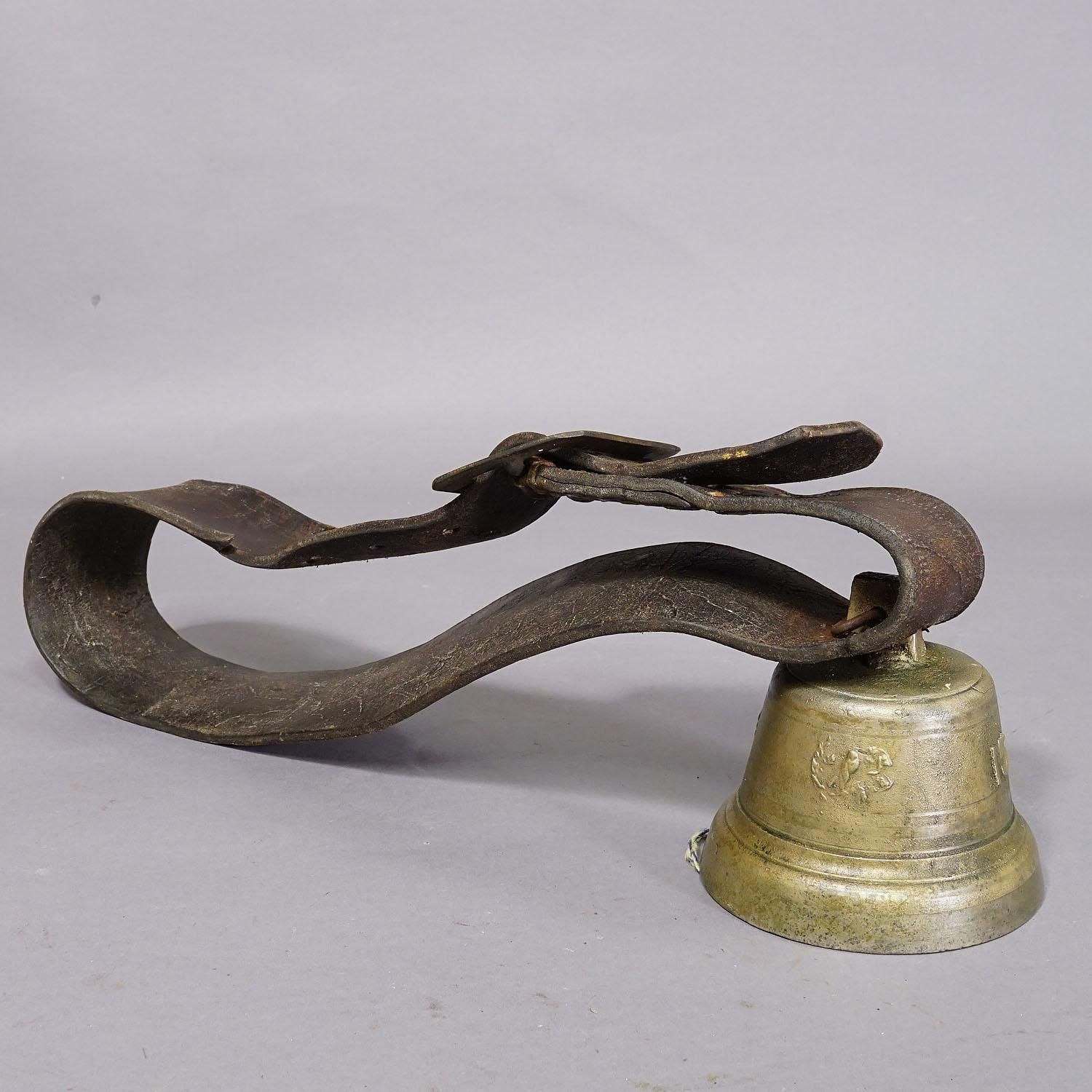 Antique Swiss Casted Bronze Cattle Bell Ca. 1900s photo for sale