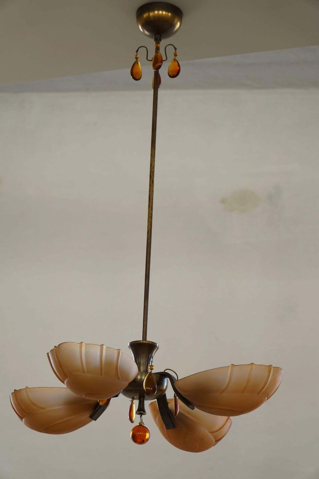 photo vintage Art Deco Chandelier By Paavo Tynell For Taito Oy, Finland, 1930's