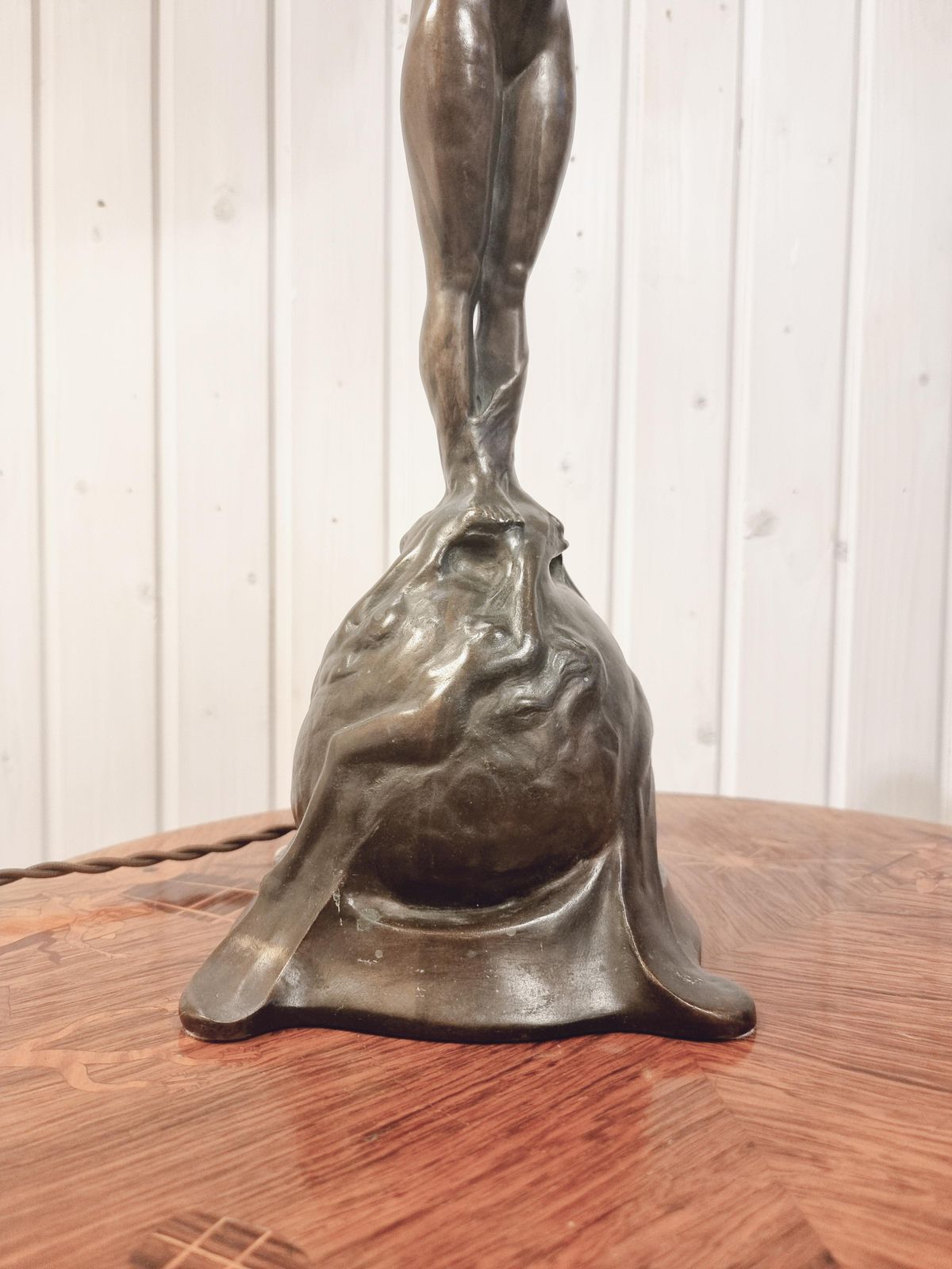 photo for sale Table Lamp In Bronze, Gerda Sprinchorn For Herman Bergman Stockholm, Art Nouveau