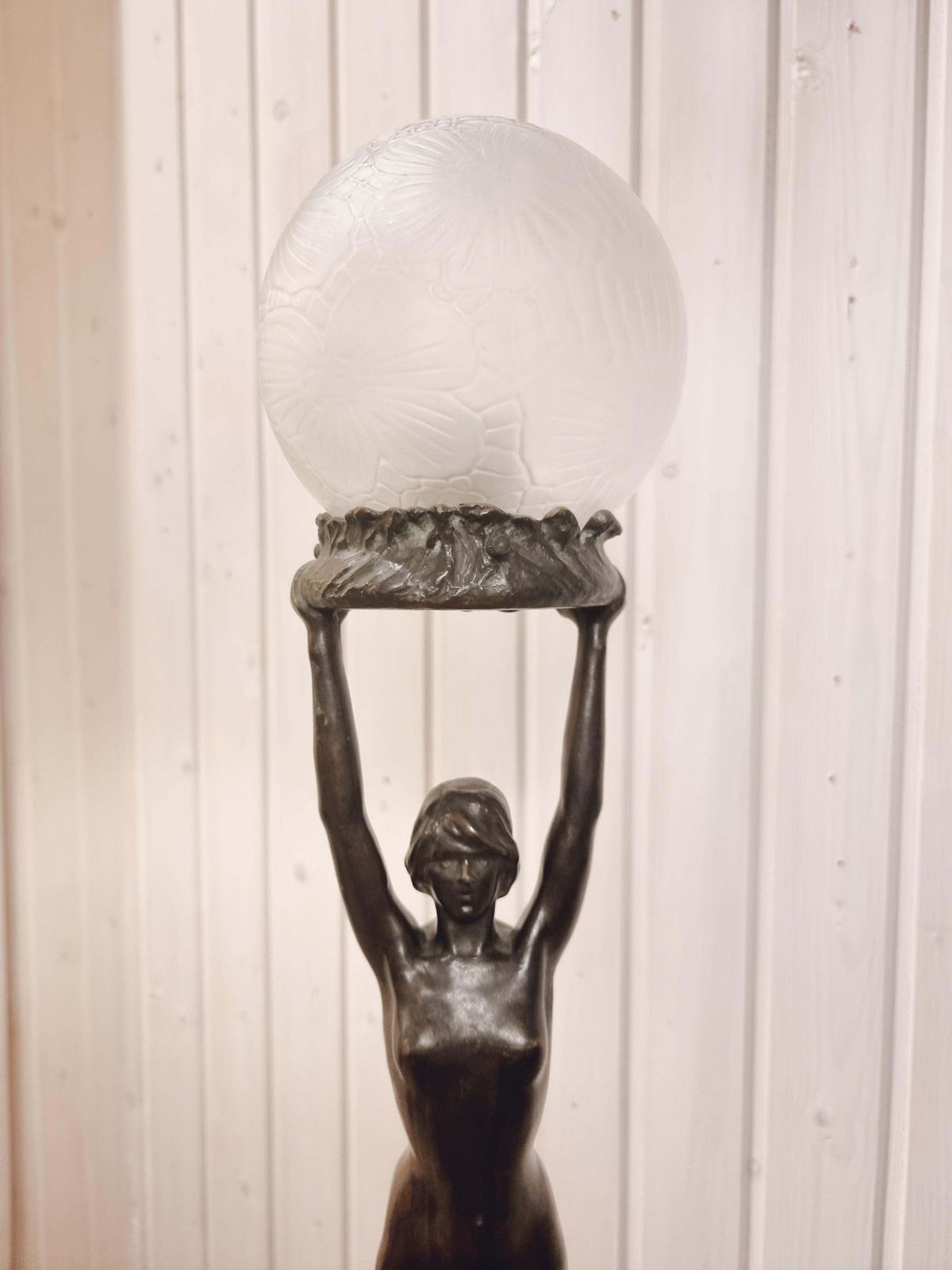 8336.0 Table Lamp In Bronze, Gerda Sprinchorn For Herman Bergman Stockholm, Art Nouveau photo