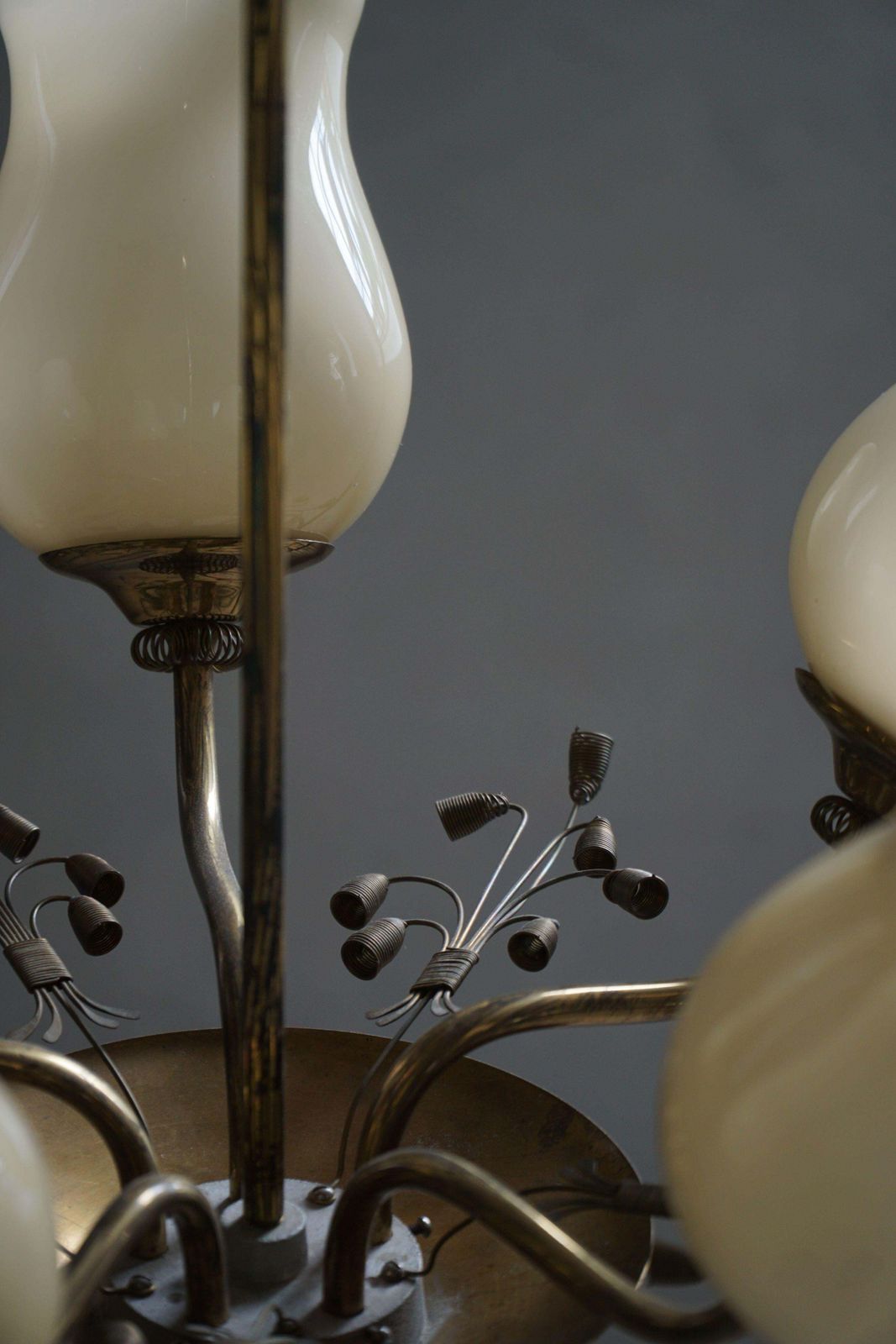 Chandelier In Brass & Glass, Lisa Johansson Pape For Stockmann, Finland, 1940s photo 5764.0