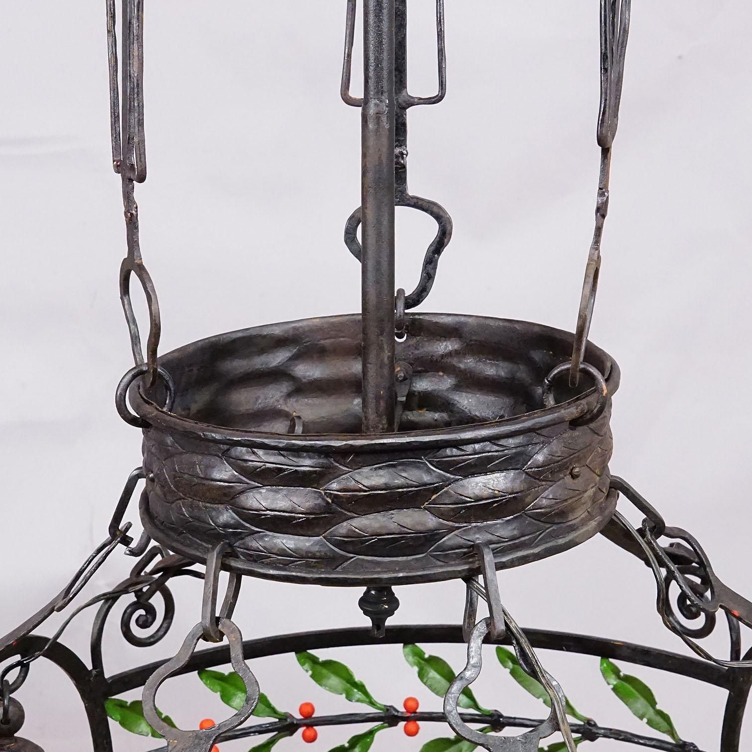 Antique Handforged Iron Chandelier, Germany Ca. 1900 photo vintage