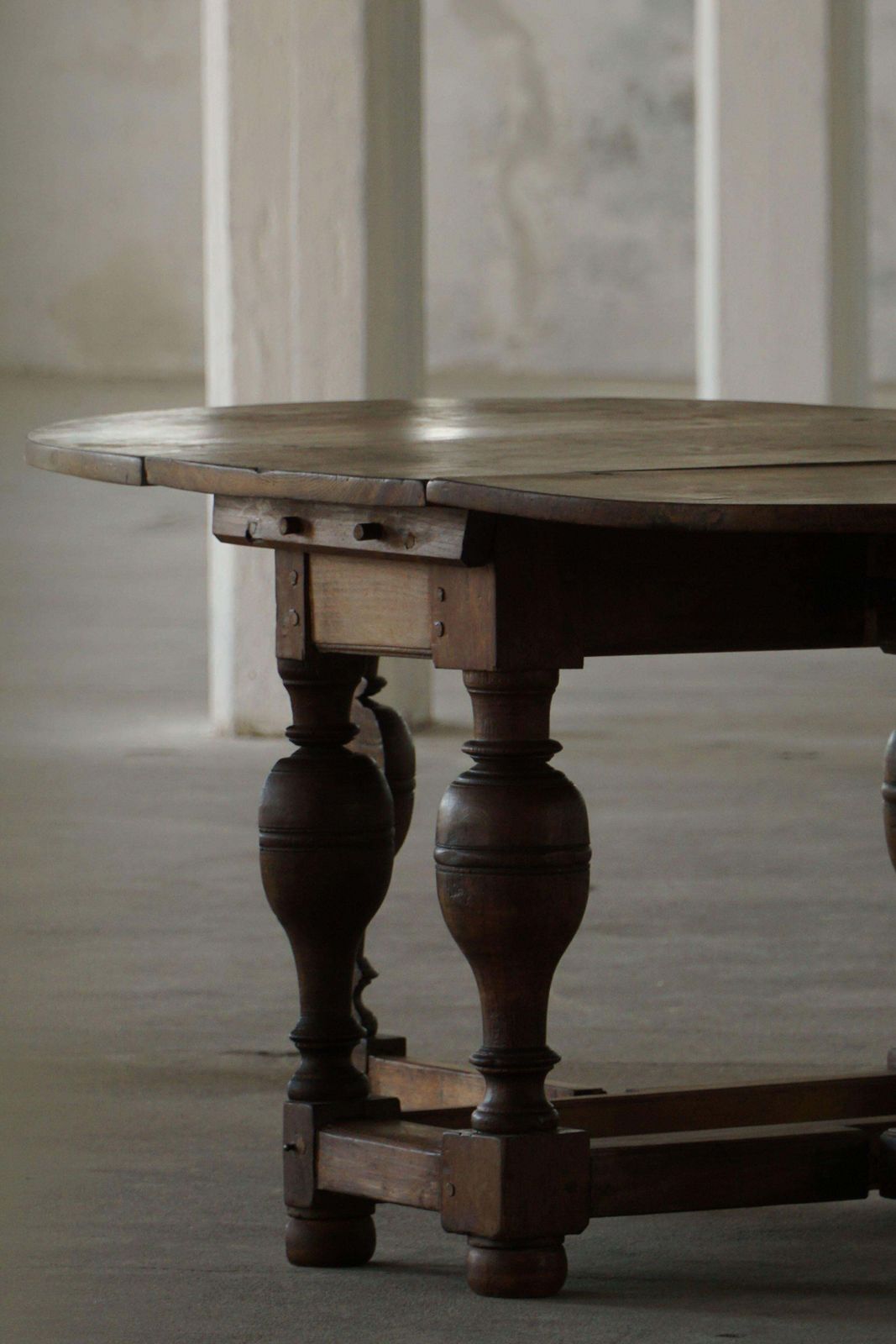 Antique Baroque Drop Leaf Table In Oak, Danish Cabinetmaker, 19th Century photo for sale