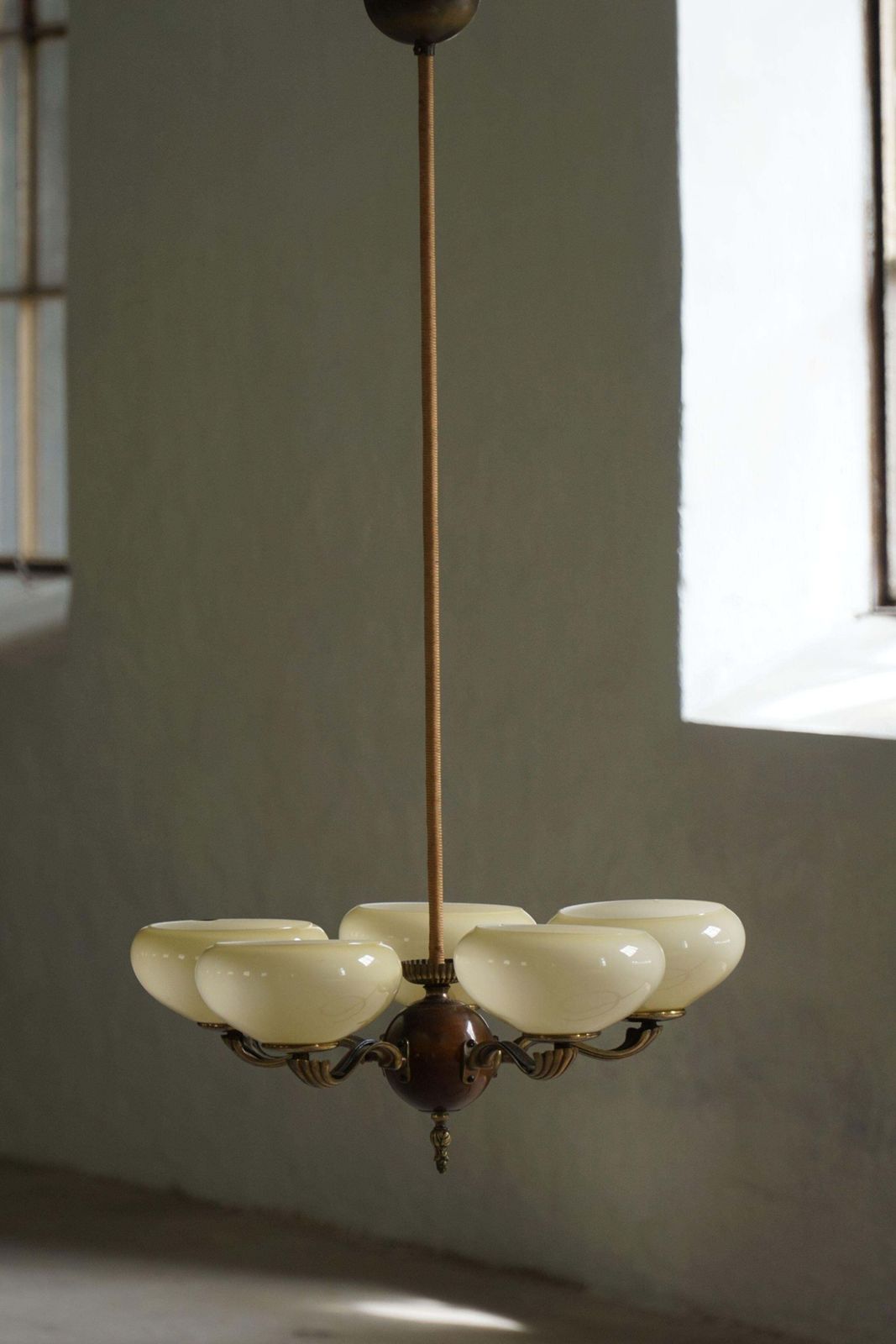 5 Arm Chandelier By Paavo Tynell, Model 1386/5 For Taito, Finland, 1930s photo buy