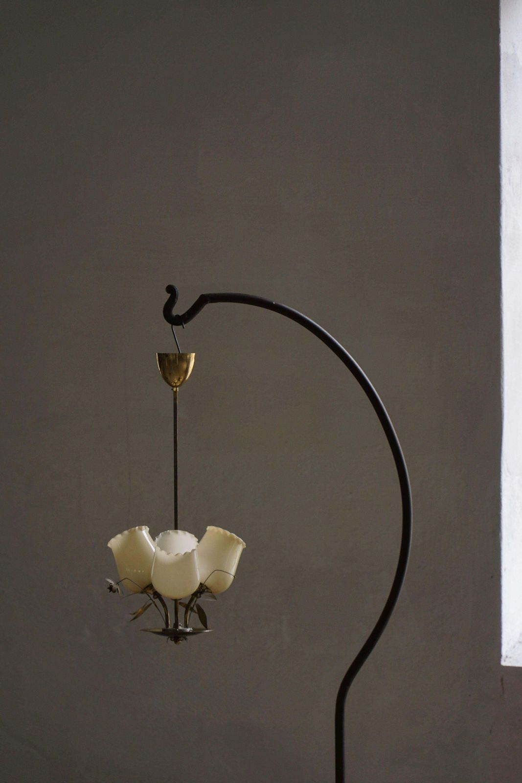 Mid Century Glass & Brass Chandelier, Model 501 3 By Stockmann, Finland, 1940s photo Lighting