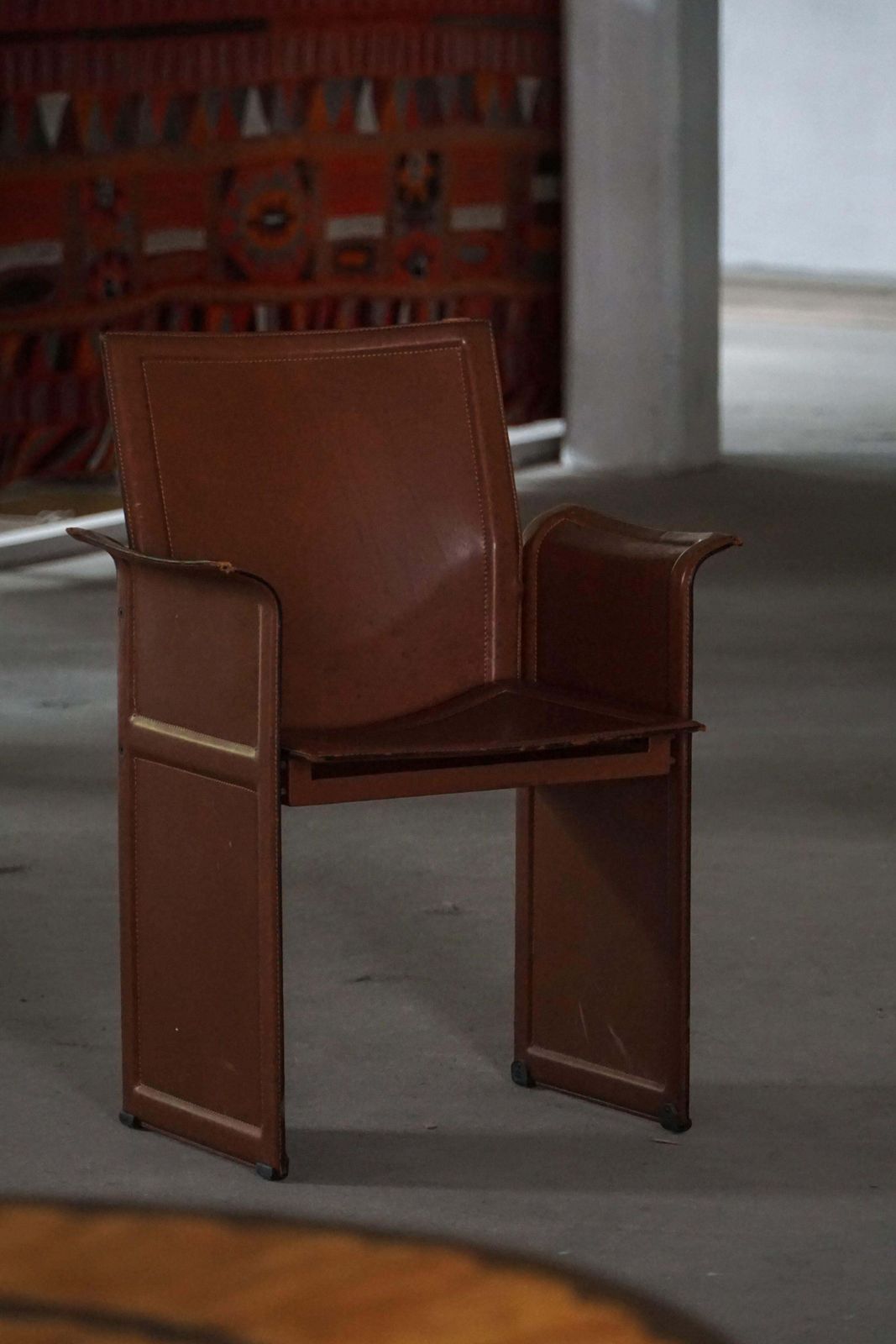 Set Of 4 Armchairs In Brown/Red Leather, Tito Agnoli, Italian Modern, 1970s photo buy