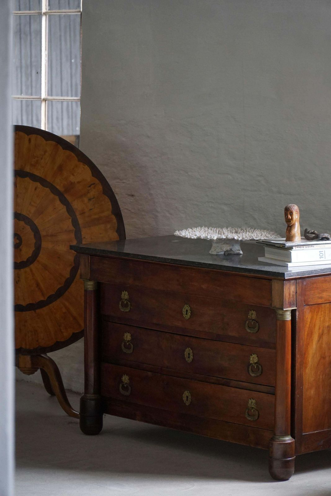 French Empire Commode / Chest Of Drawers, Walnut & Bronze Mounts, 19th Century photo furniture