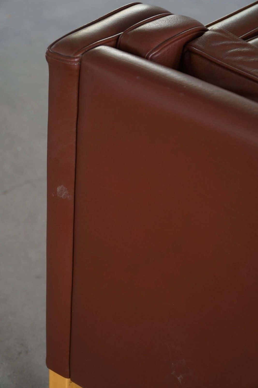 photo vinterior Stouby Møbelfabrik, Mid Century 3 Seater Sofa In Brown Leather, Made In 1970s