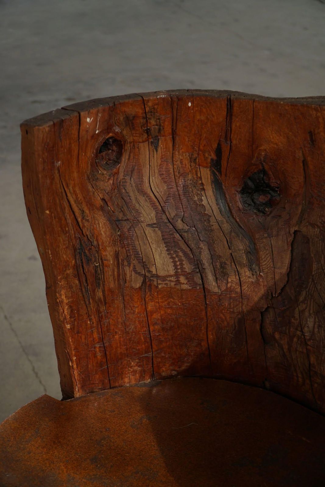 photo furniture Hand Carved Stump Chair In Pine With Storage, Swedish Modern, Wabi Sabi, 1900s