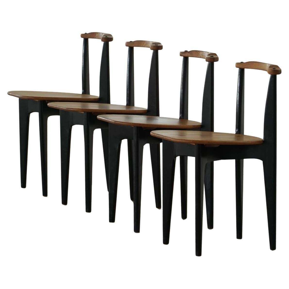 Set Of 4 Chairs 'Thema' In Pine By Yngve Ekström, Swedese, Swedish Modern, 1954.