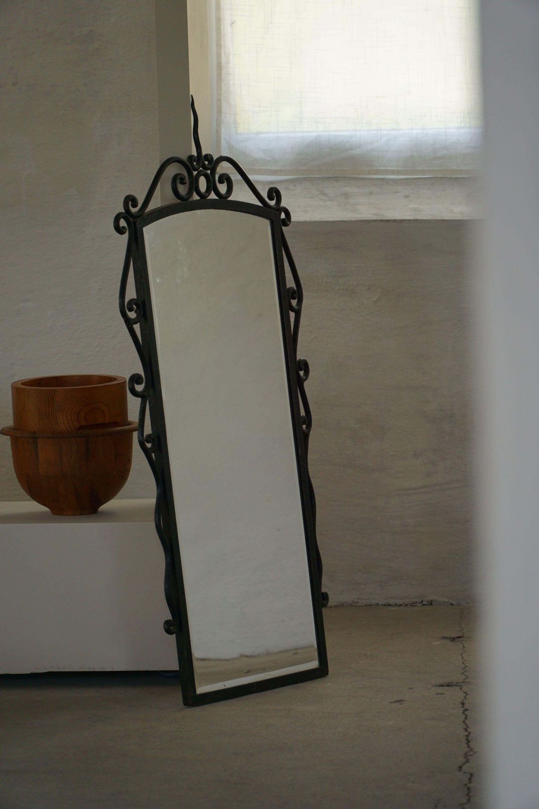 French Mid Century Modern, Brutalist Wrought Iron Wall Mirror, Made In The 1950s photo Home Decor