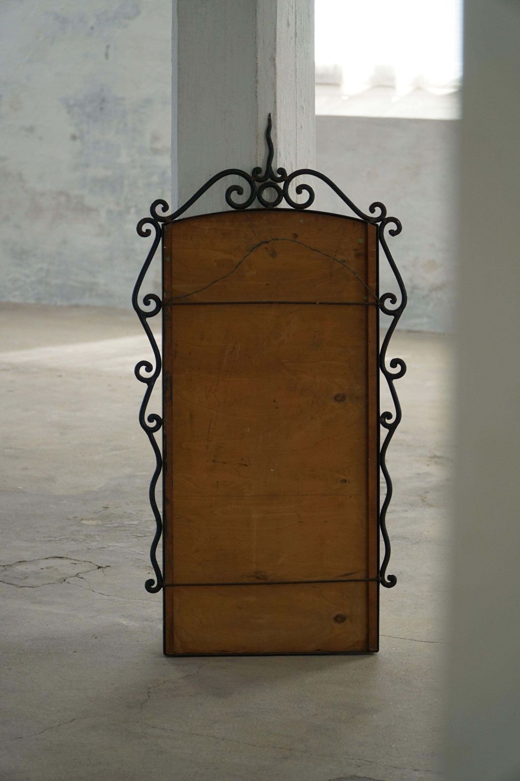 photo furniture French Mid Century Modern, Brutalist Wrought Iron Wall Mirror, Made In The 1950s