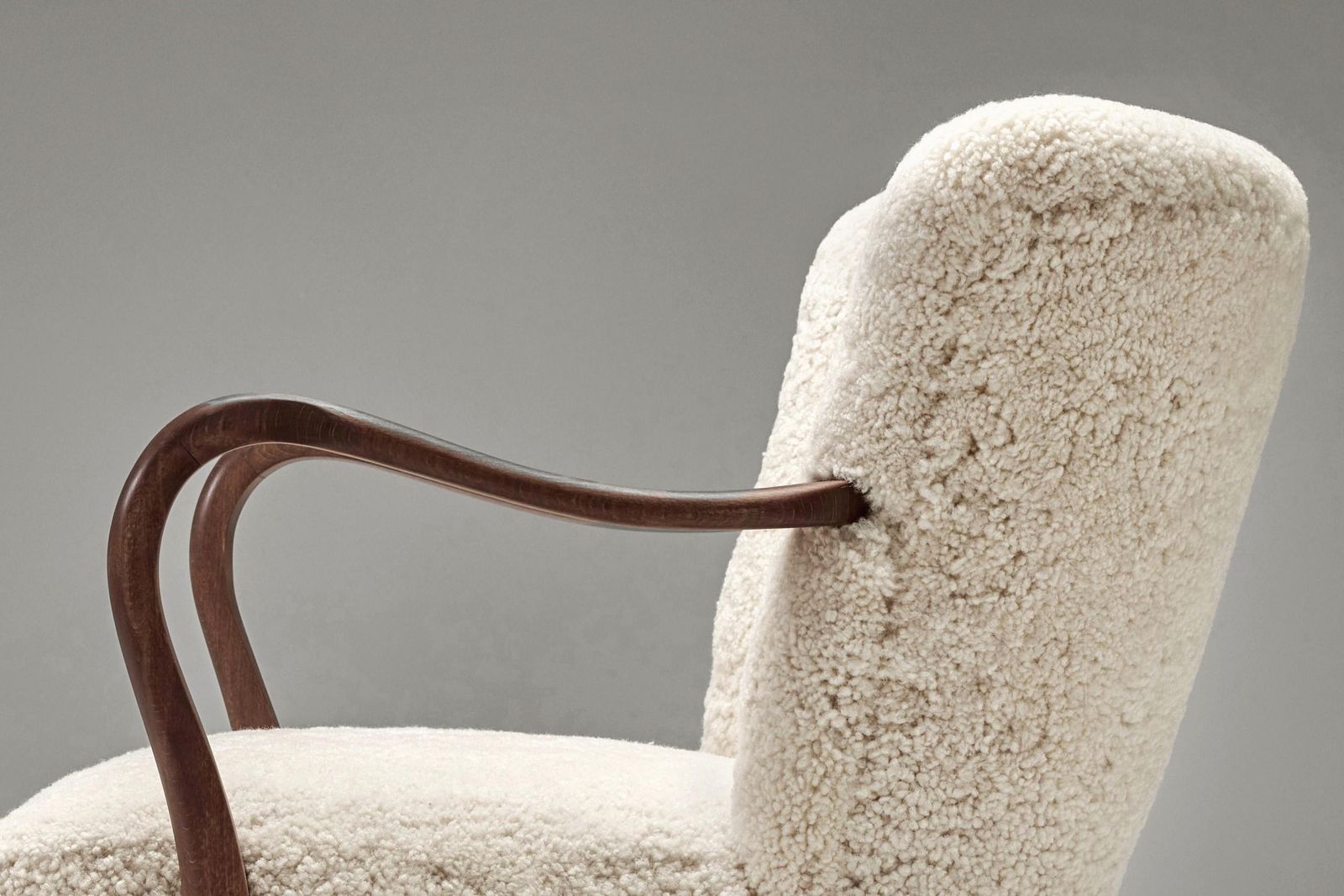 photo furniture Armchair With Curved Wooden Armrests By Danish Cabinetmaker, 1950s