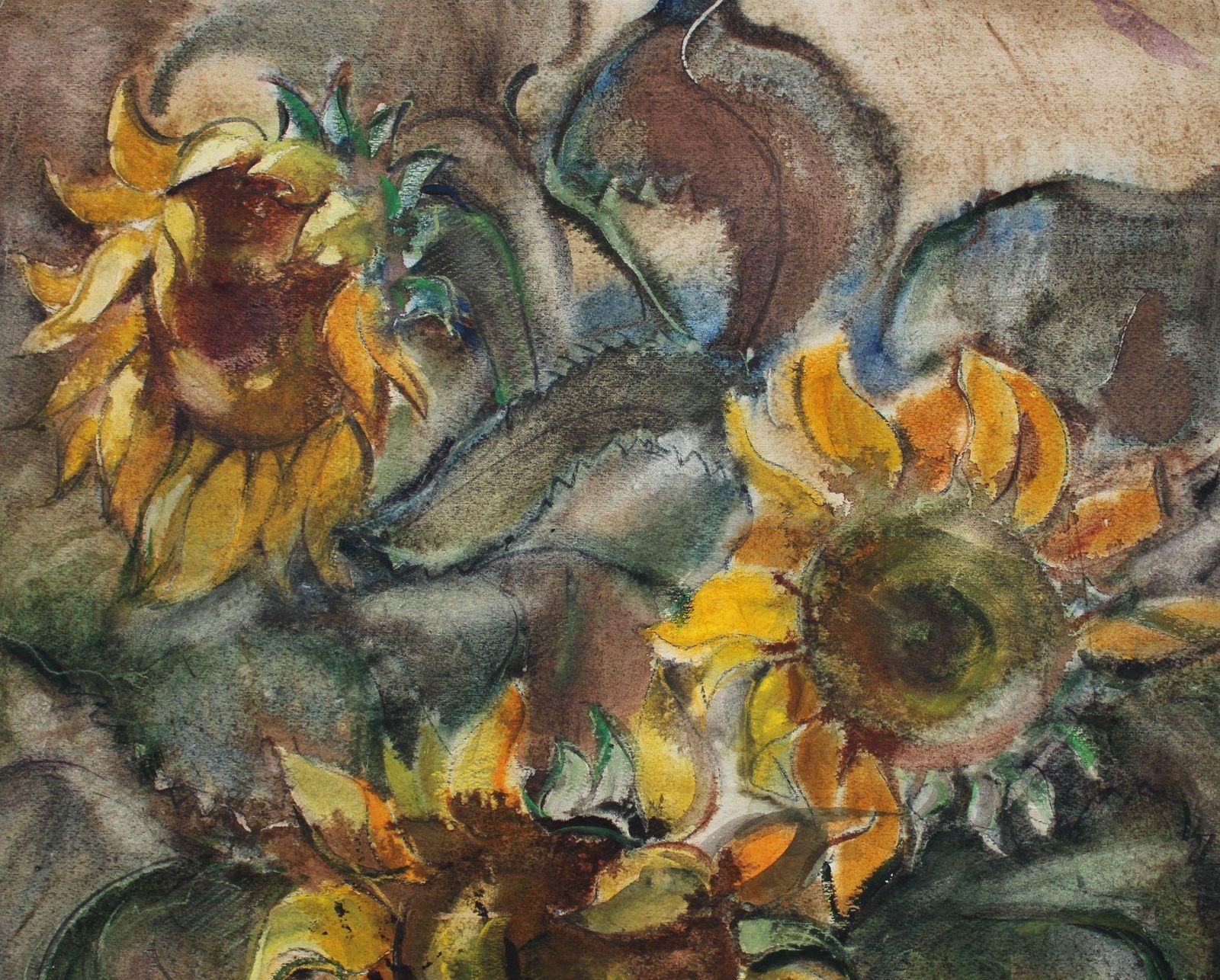 Dzidra Baumasunflowers  1974. Paper, Watercolor, 56x54 Cm1974 photo Art
