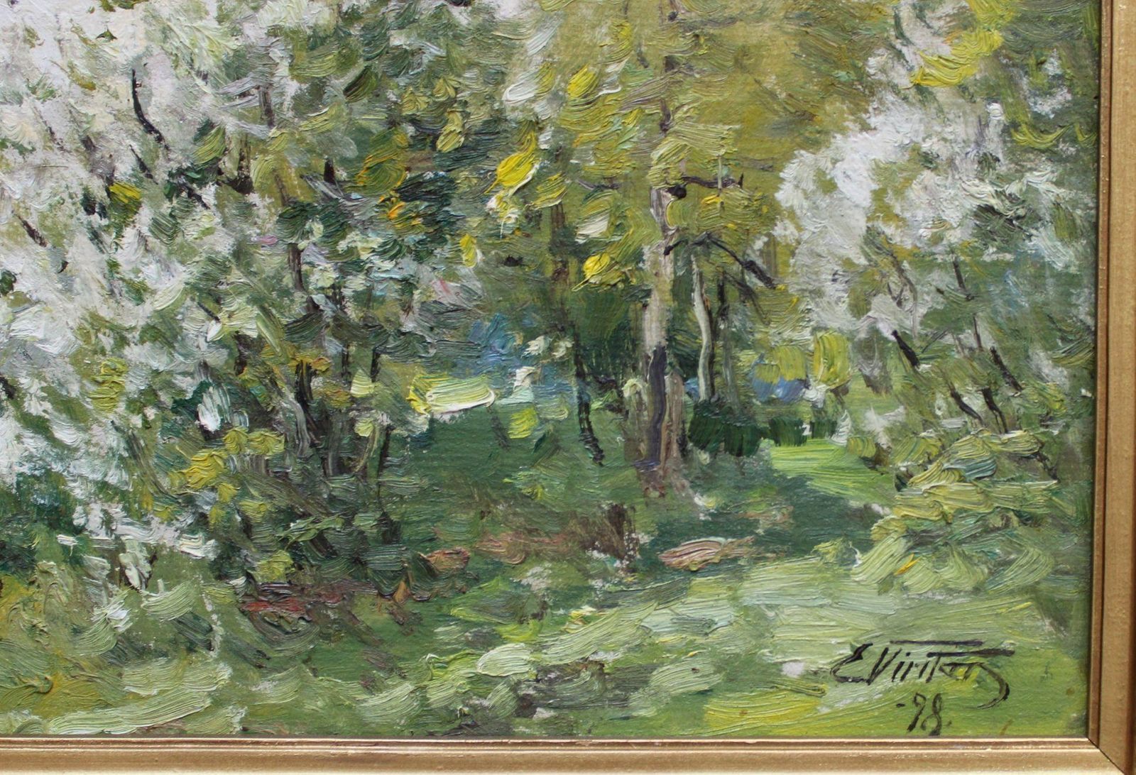Edgars Vintersblooming Trees  Oil/Cardboard, 39x49 Cm1990 photo for sale