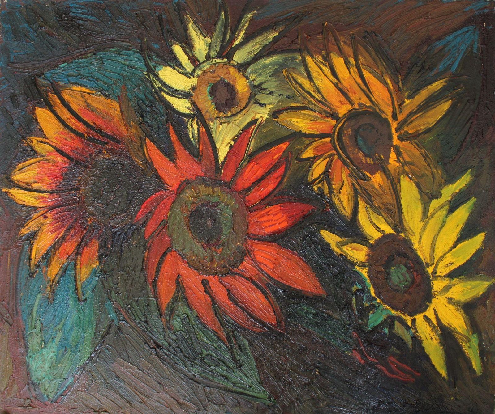 Aleksandr Rodin (1922 2001)sunflowers. 1986, Oil On Canvas, 49x59 Cm1986 photo Art