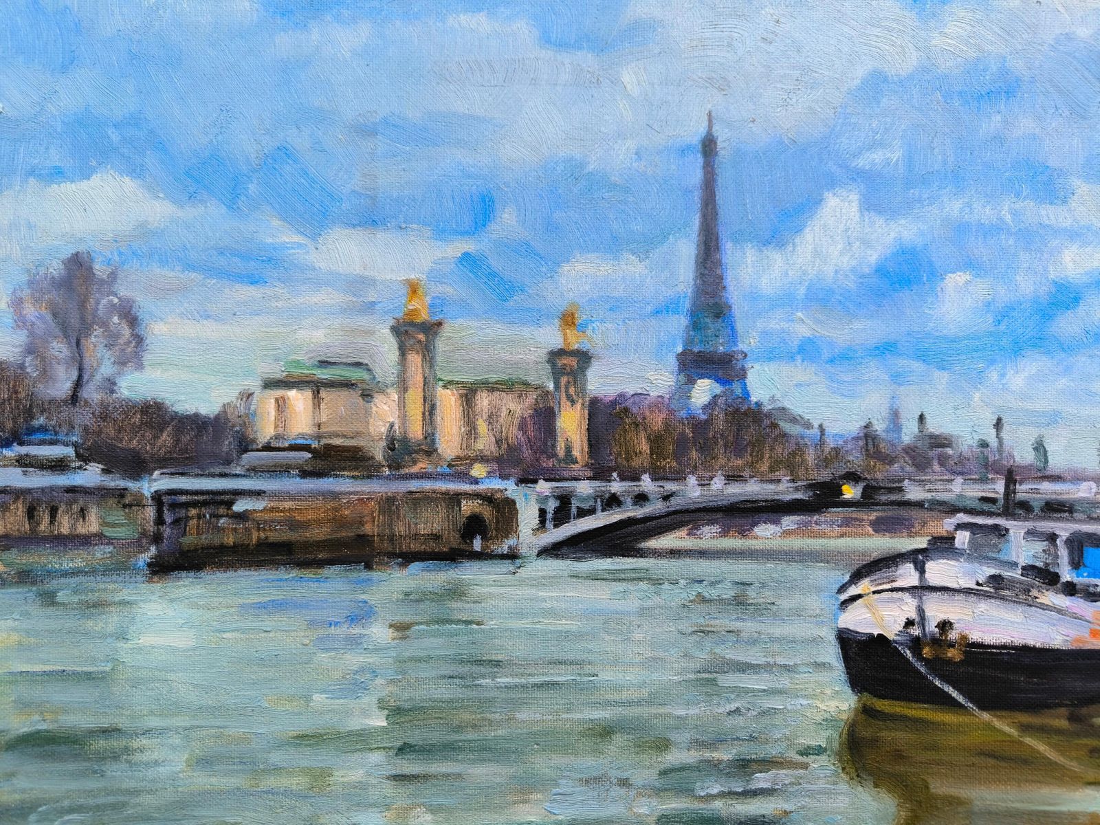 Vladimir Ilibayev Near The Alexander Bridge.  Canvas/Cardboard/Oil, 50 X 61 Cm, 20252025 photo furniture