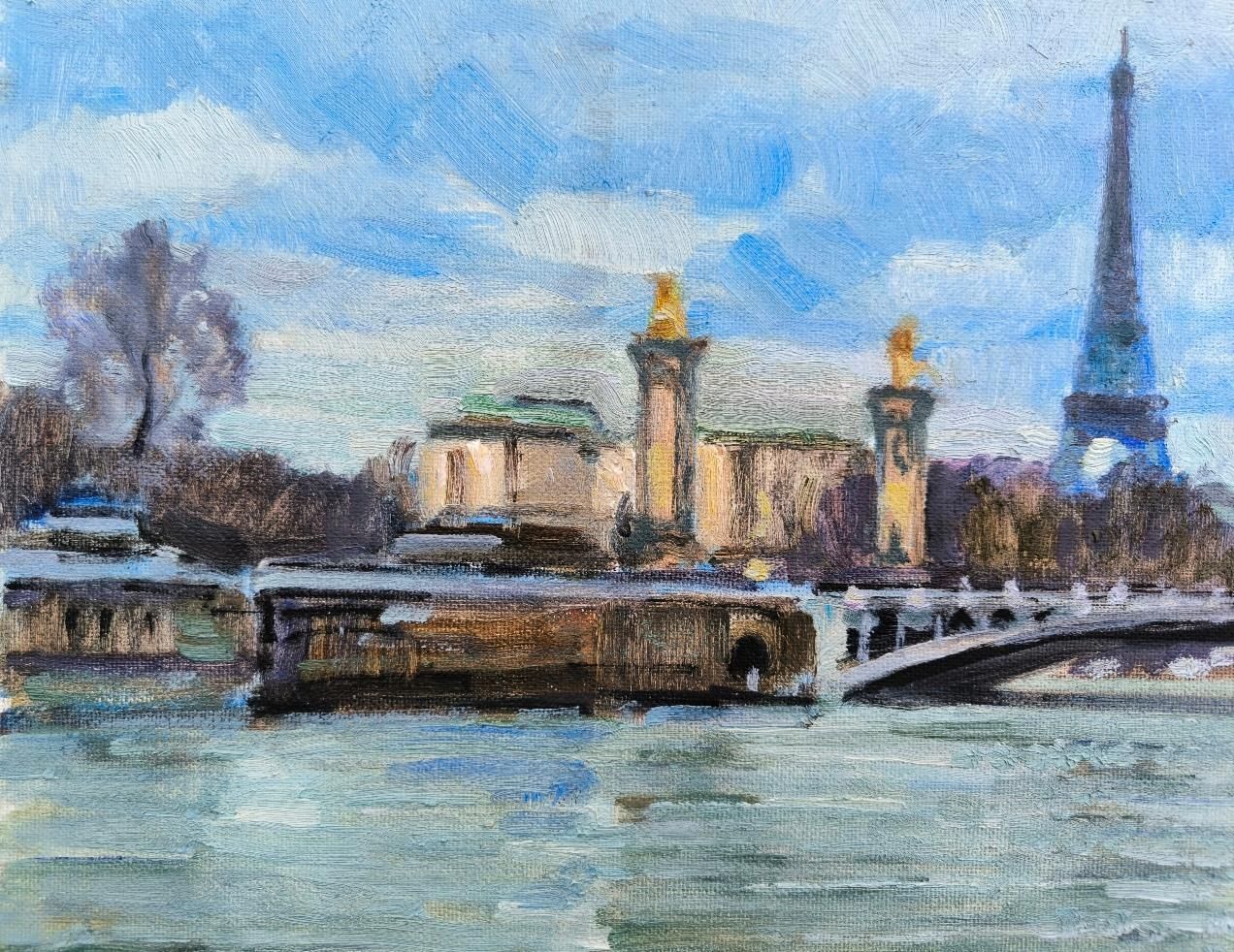 Vladimir Ilibayev Near The Alexander Bridge.  Canvas/Cardboard/Oil, 50 X 61 Cm, 20252025 photo for sale