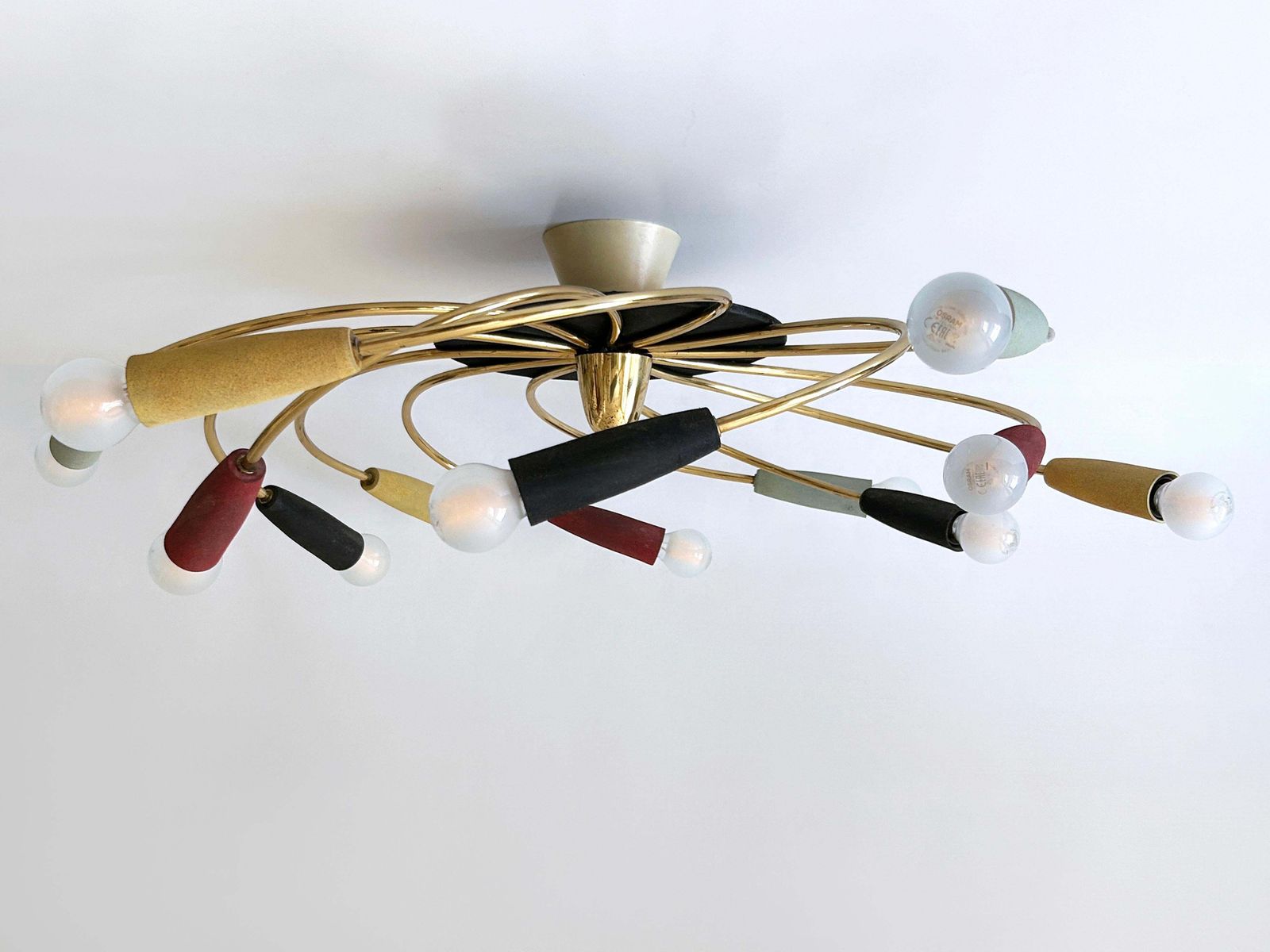 Amazing Twelve Flamed Sputnik Chandelier Or Ceiling Lamp 'Tornado' Germany 1950s photo vinterior