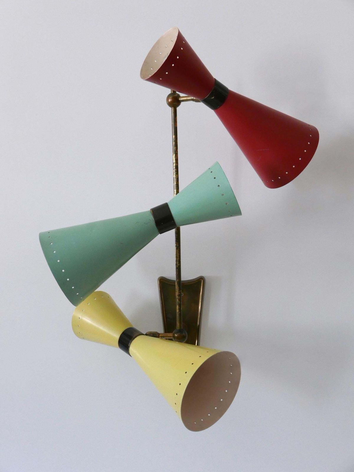 Exceptional Three Armed Diabolo Sconce Or Ceiling Fixture By Bag Turgi 1950s photo vintage