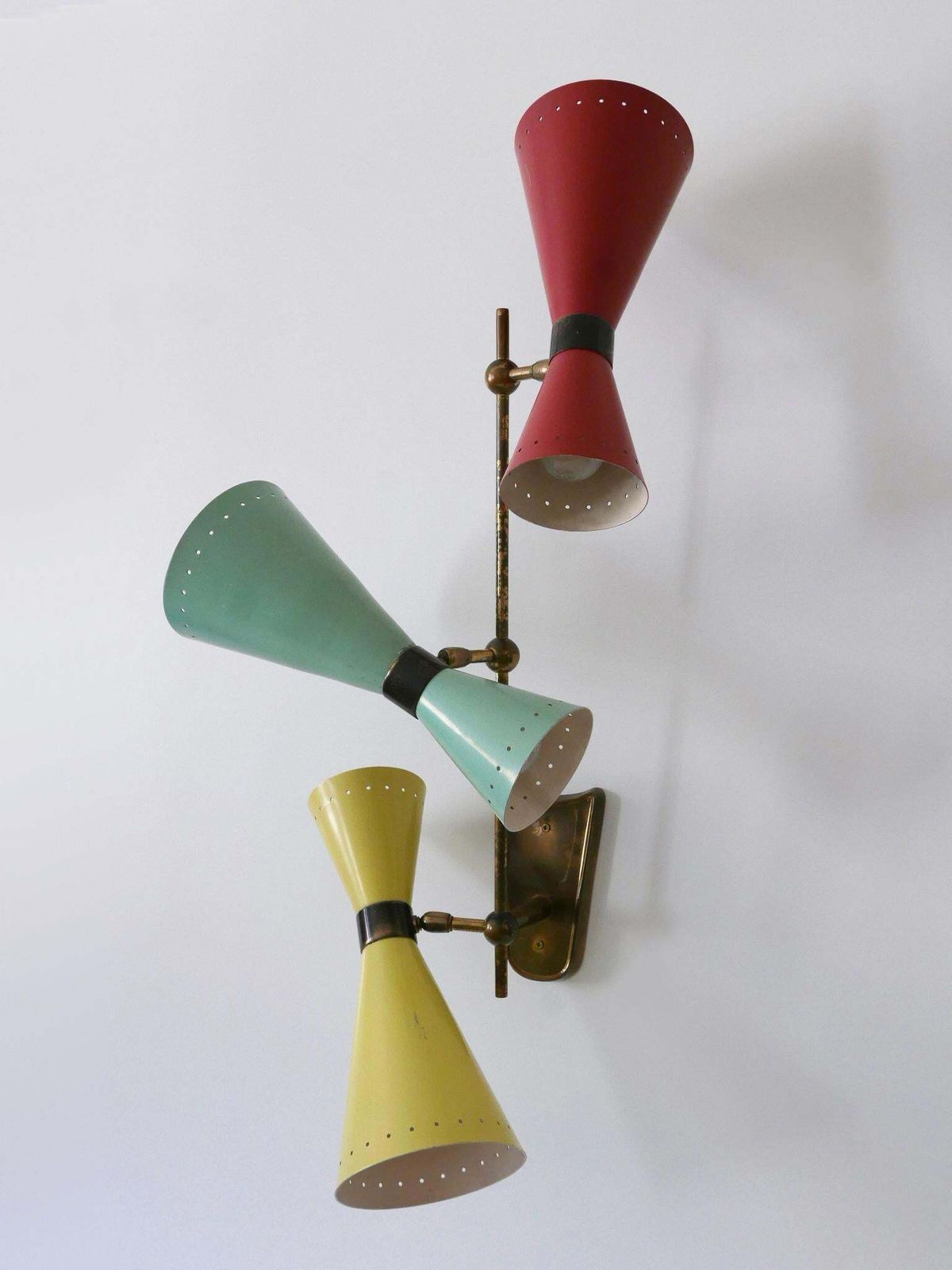 photo vintage Exceptional Three Armed Diabolo Sconce Or Ceiling Fixture By Bag Turgi 1950s
