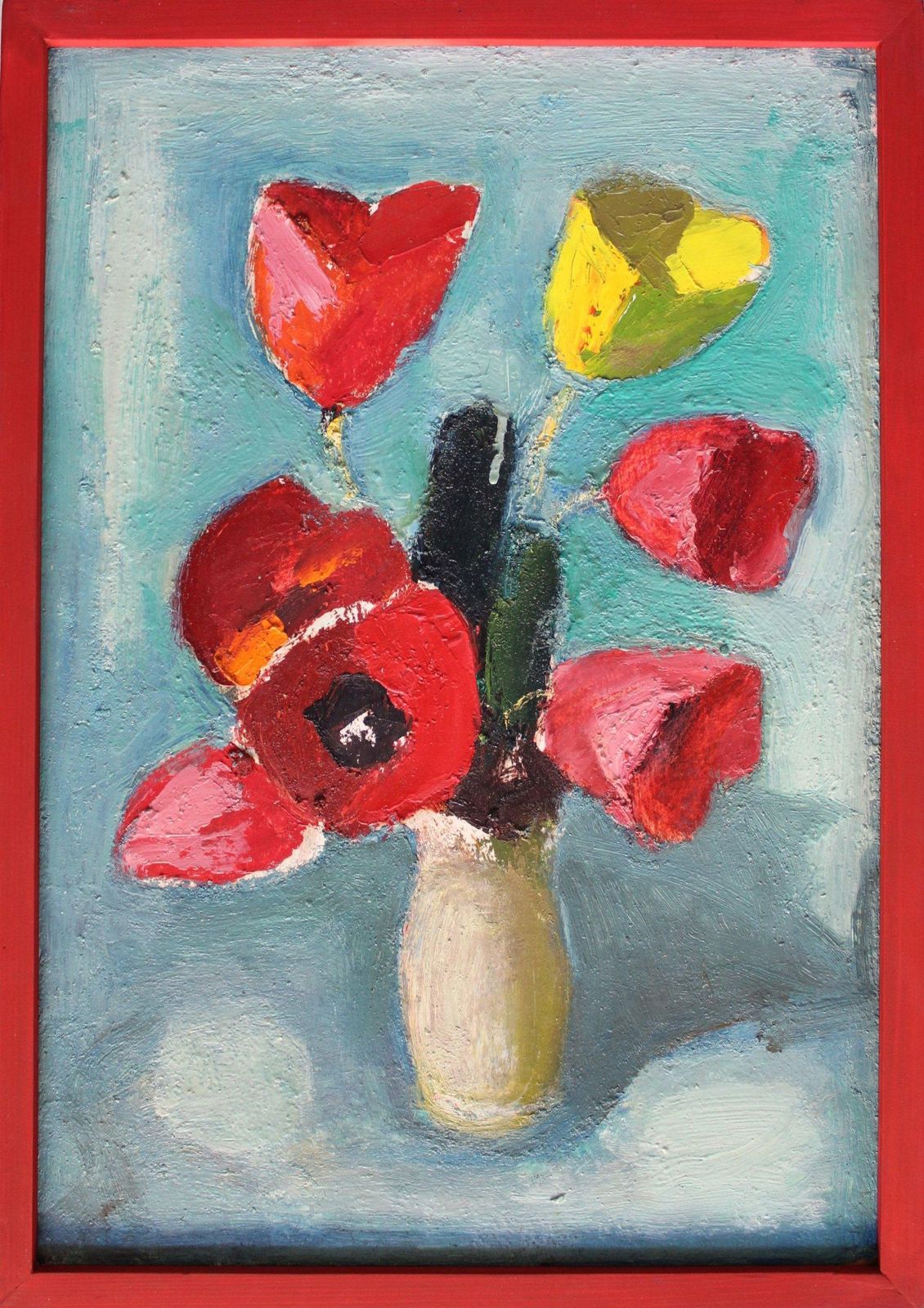 Aleksandr Rodin (1922 2001)tulips  Cardboard/Oil, 49x33.5 Cm, Double Sided, Landscape On The Other Side1993 photo for sale
