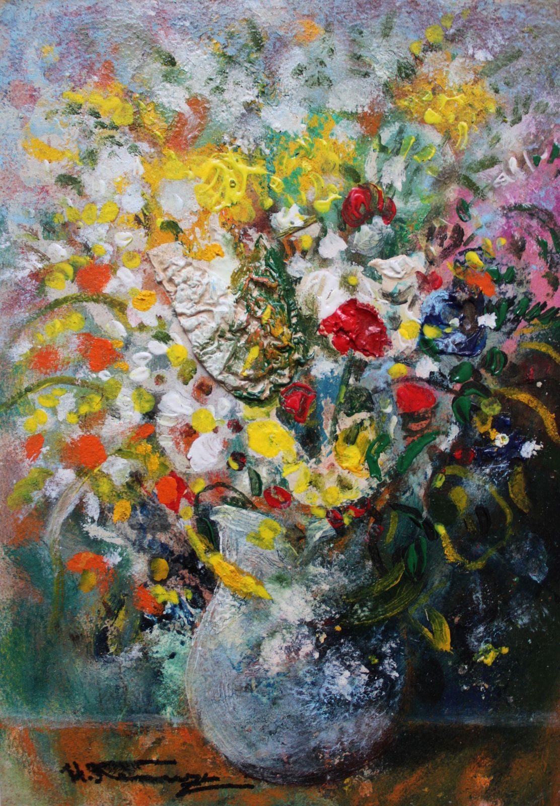 Uldis Krauzeflowers, 31x22 Cm, Cardboard/Mixed Media2023