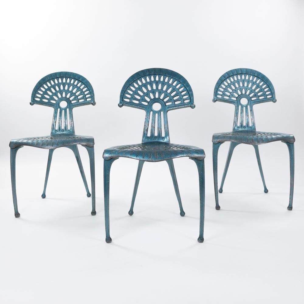 3 Spanish Turquise Aluminium Vintage Chairs By Oscar Tusquets Blanca 1980s photo furniture