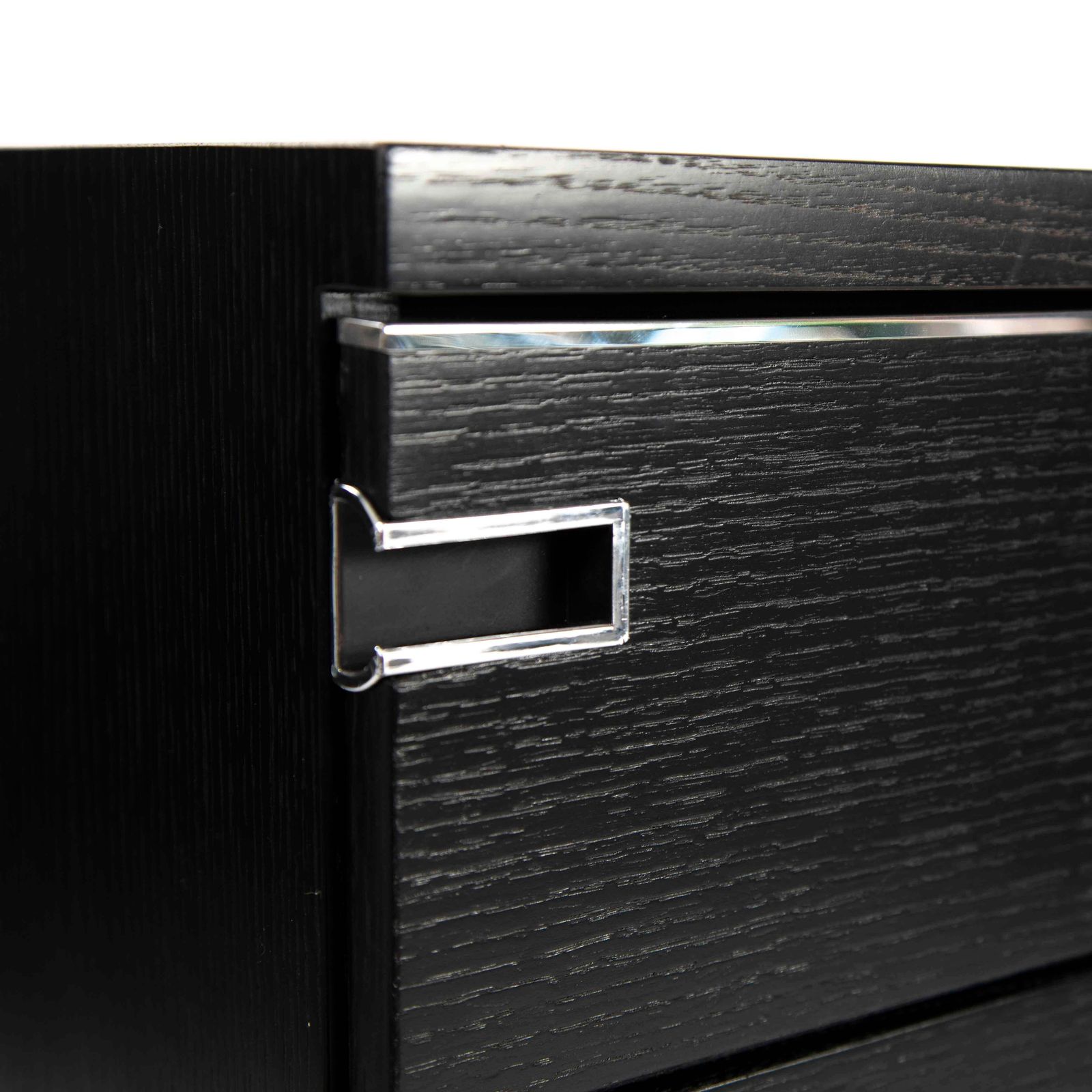 photo for sale Italian Mid Century Black Oak Ceruse Drawer With Nickeled Handle Recesses 1960s