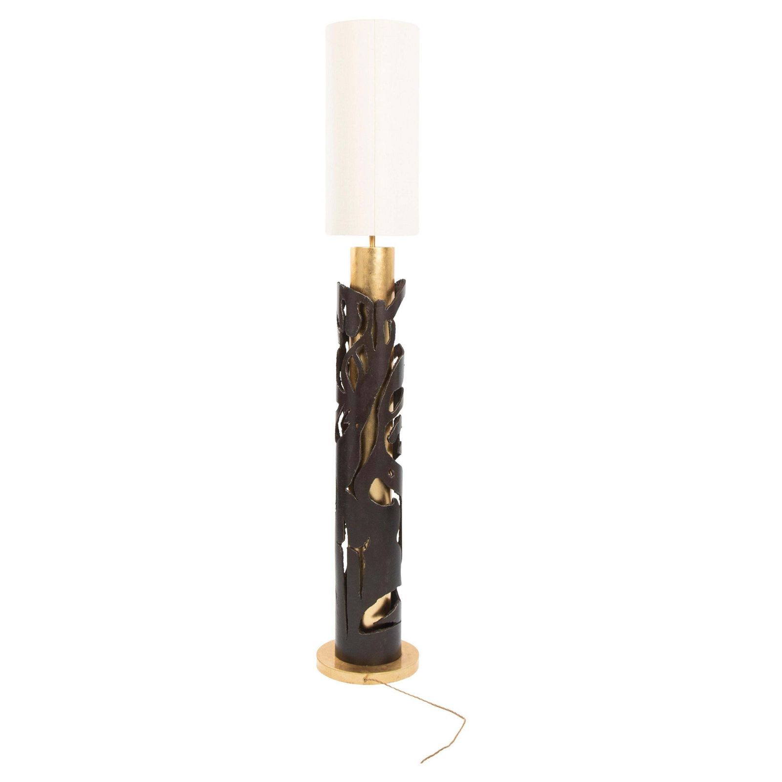 Italian Mid Century Cast Iron Floor Lamp In Gold Brown By Banci, Firenze 1980s photo furniture