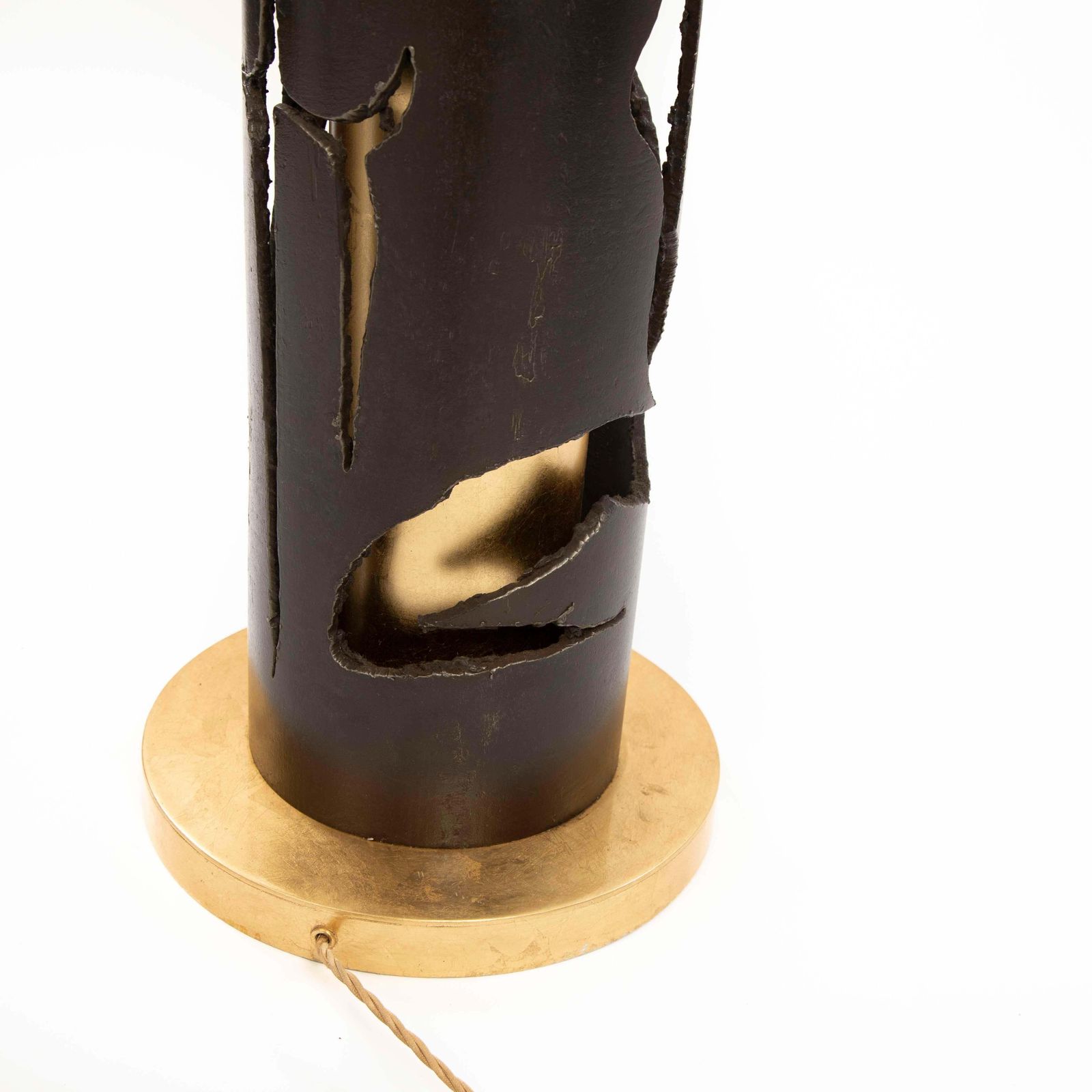 Lighting Italian Mid Century Cast Iron Floor Lamp In Gold Brown By Banci, Firenze 1980s photo