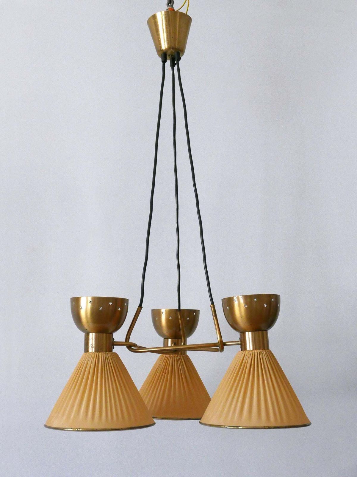 Lighting Exceptional 6 Flamed Mid Century Modern Pendant Lamp Or Chandelier Sweden 1950s photo