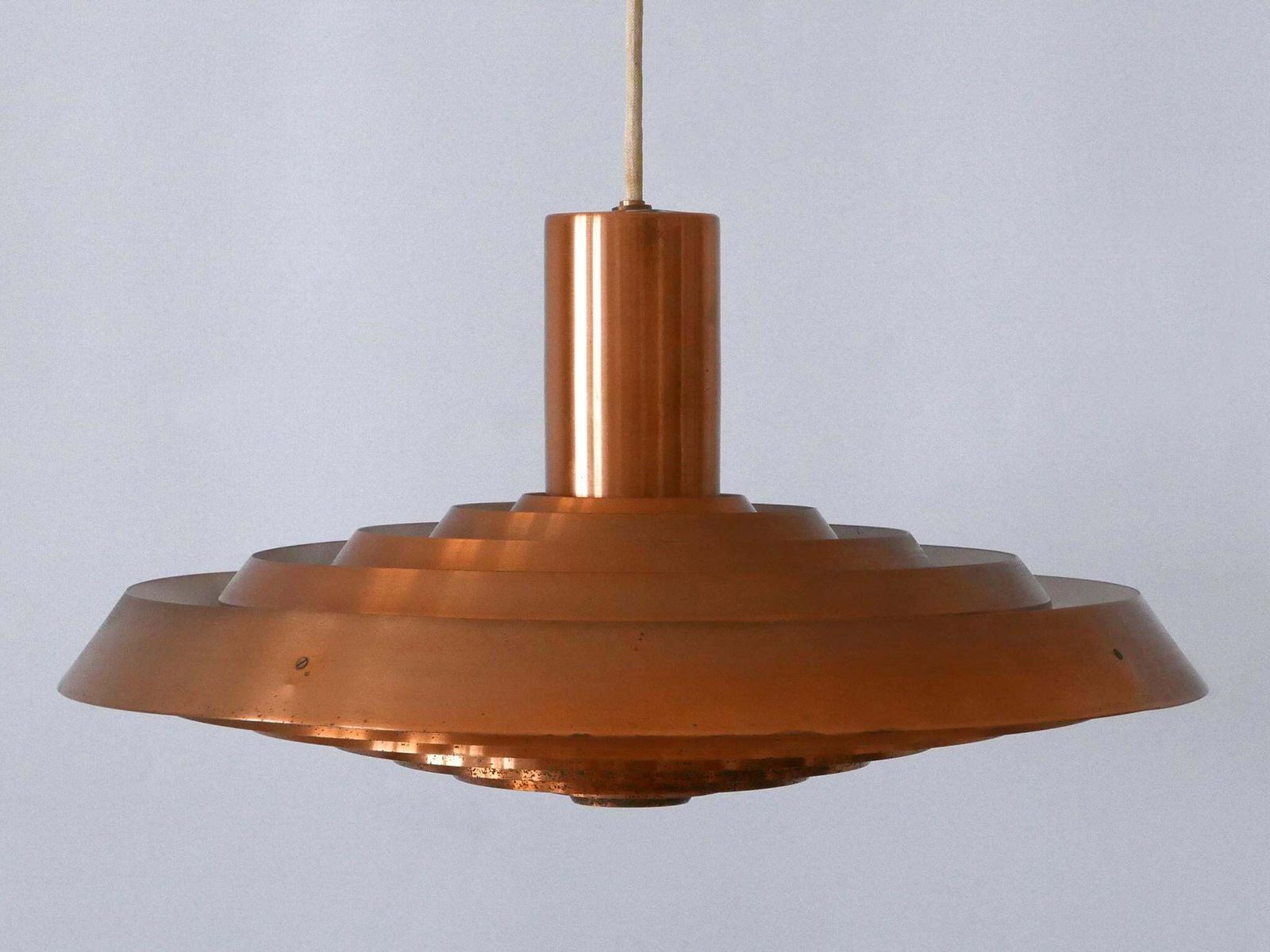 Rare Copper Plate Pendant Lamp By Poul Henningsen For Louis Poulsen Denmark 1958 photo vinterior