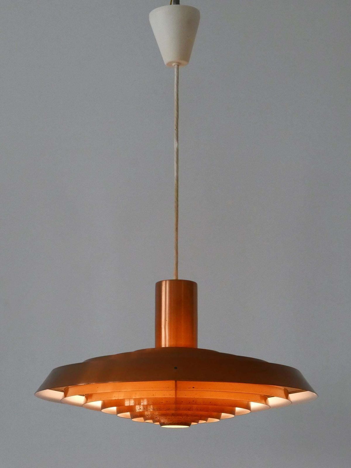 photo for sale Rare Copper Plate Pendant Lamp By Poul Henningsen For Louis Poulsen Denmark 1958