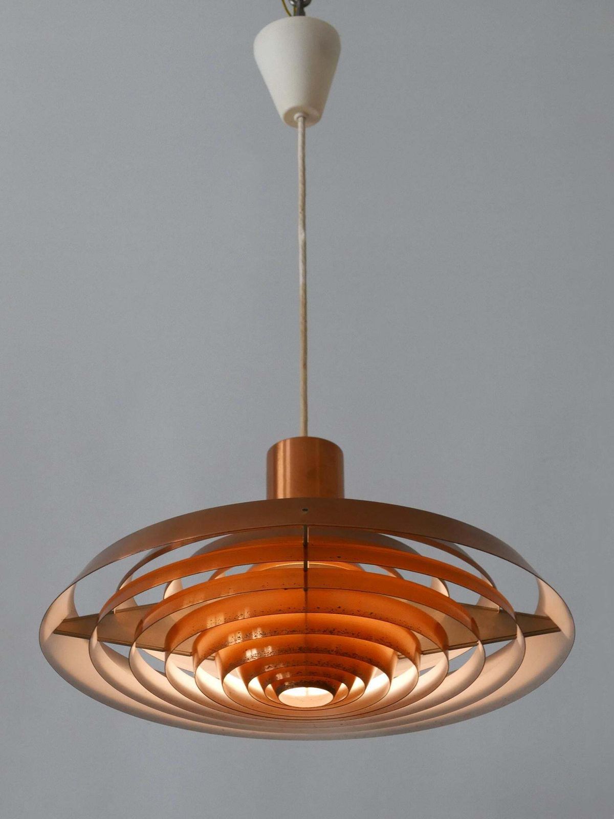 photo vinterior Rare Copper Plate Pendant Lamp By Poul Henningsen For Louis Poulsen Denmark 1958